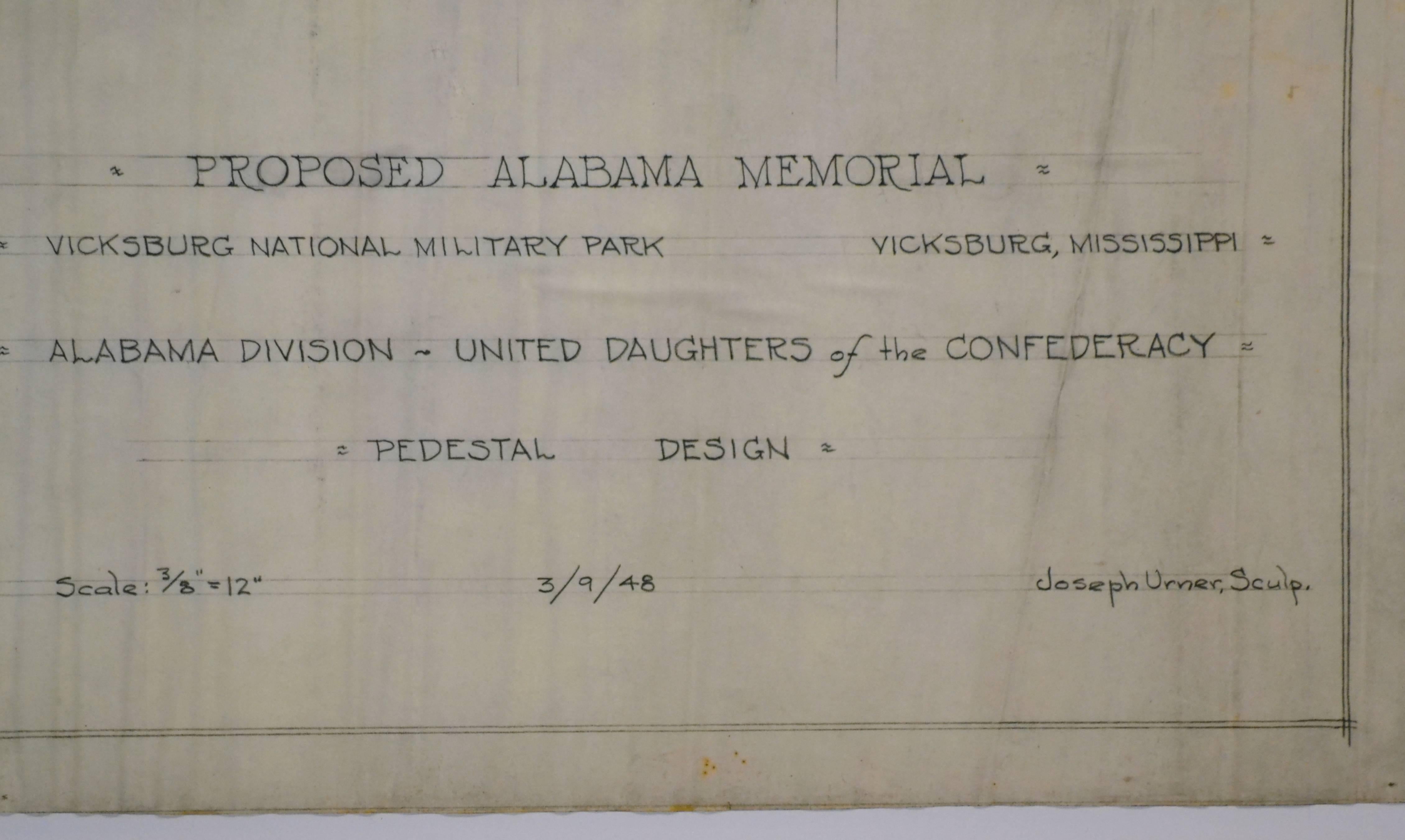 American Blueprint for Civil War Monument, Alabama For Sale