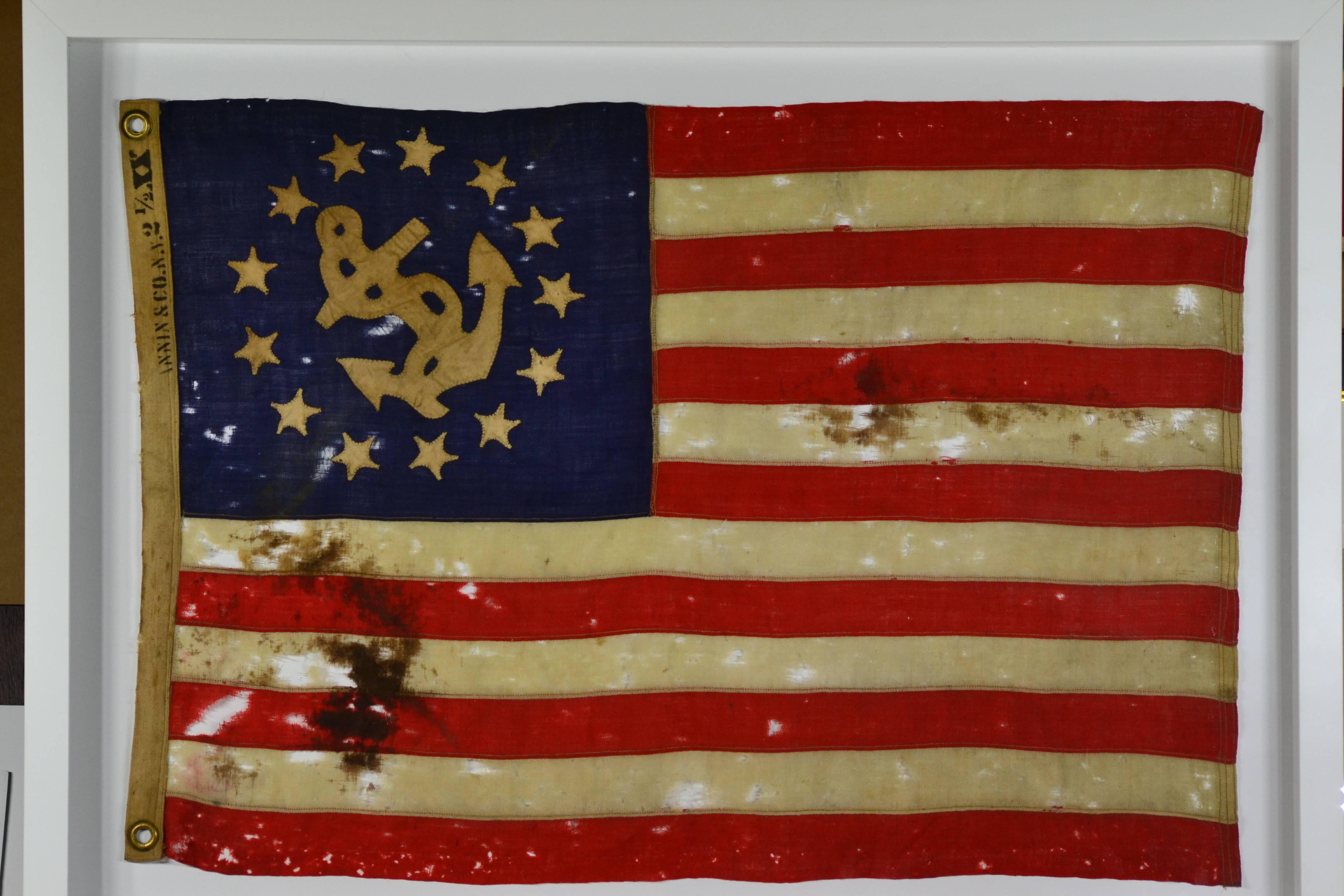 19th Century Antique 13 Star Yacht Flag For Sale