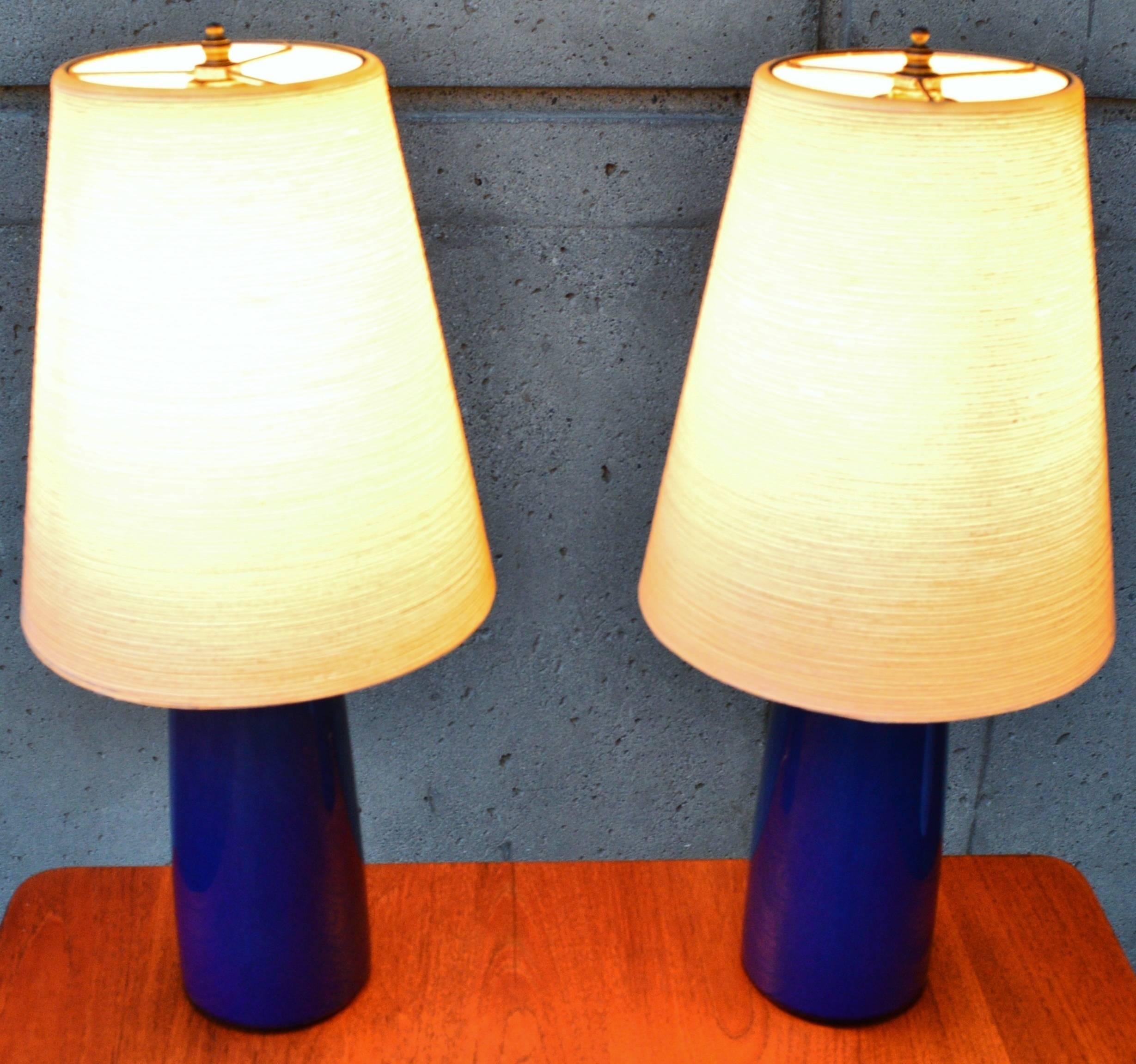Canadian Hot Pair Cobalt Blue Lotte Lamps Original Shades