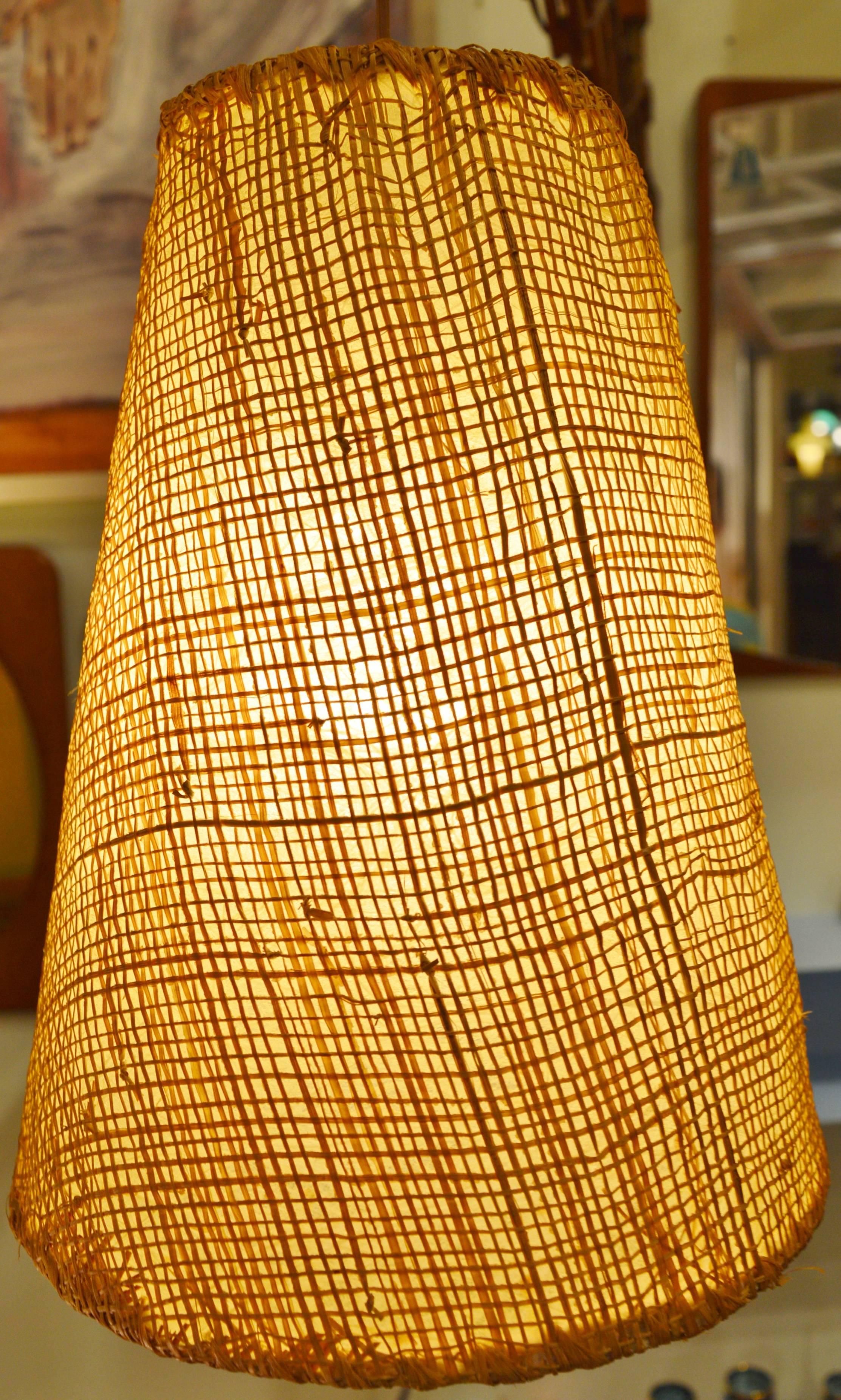 Teak Accordion Wall Light Fibreglass Pendant In Excellent Condition In New Westminster, British Columbia