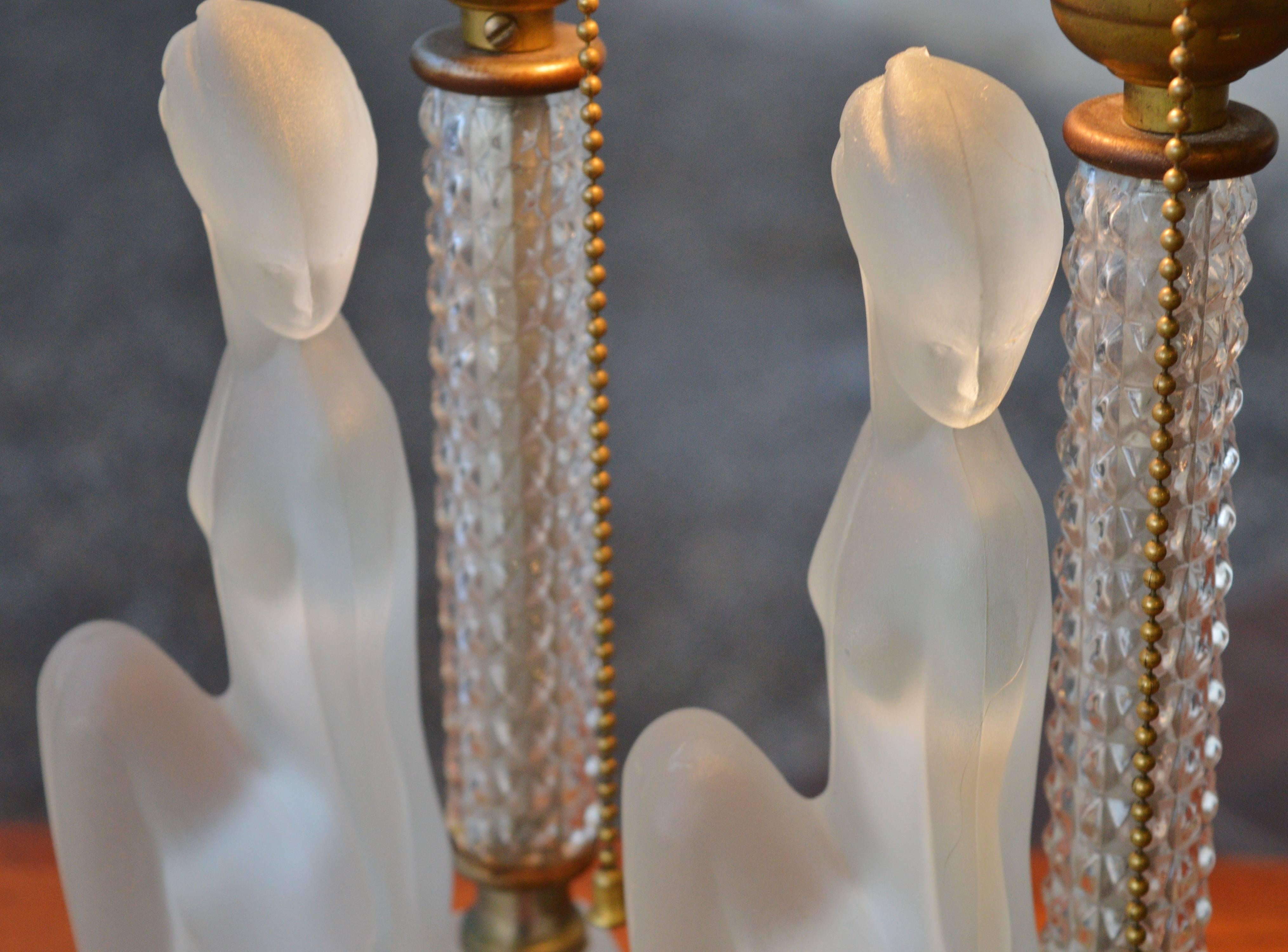 Brass Pair Art Deco Nude Figure Lamps For Sale