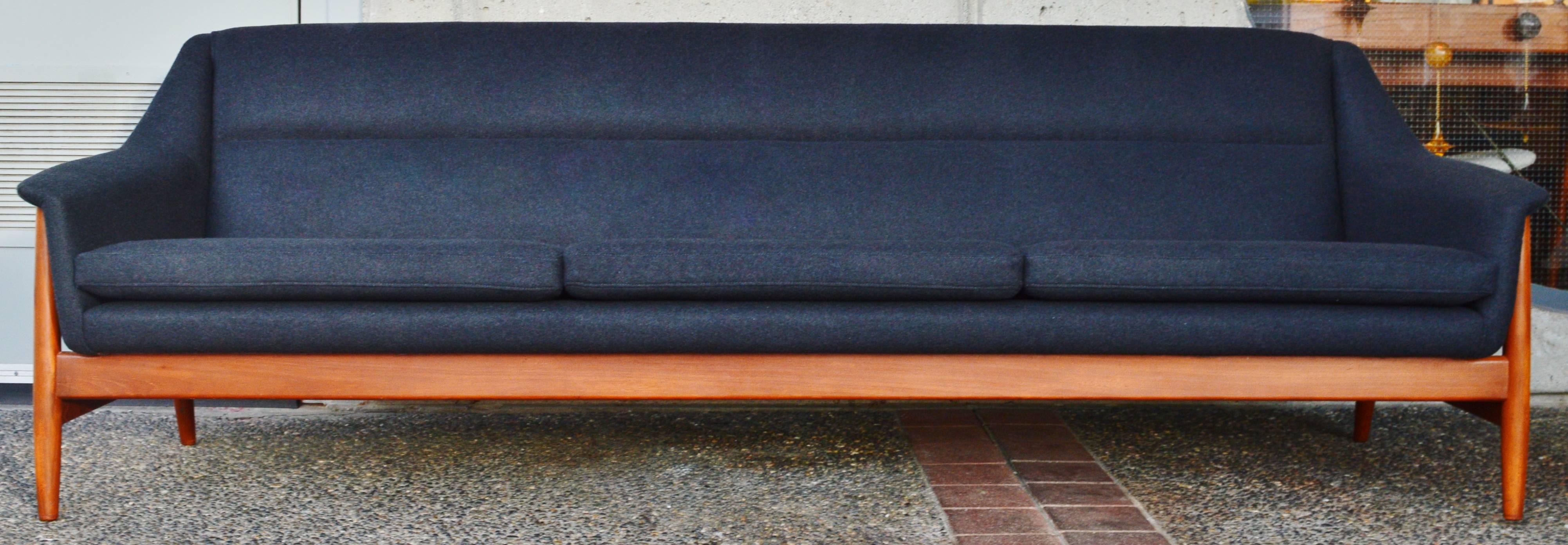 Scandinavian Modern Hot Restored Teak Sofa and Lounge Chair in the Style of Folke Ohlsson