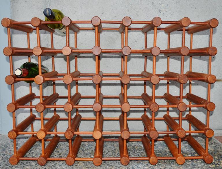 Huge 42 Bottle Teak Wine Rack by Nissen at 1stDibs