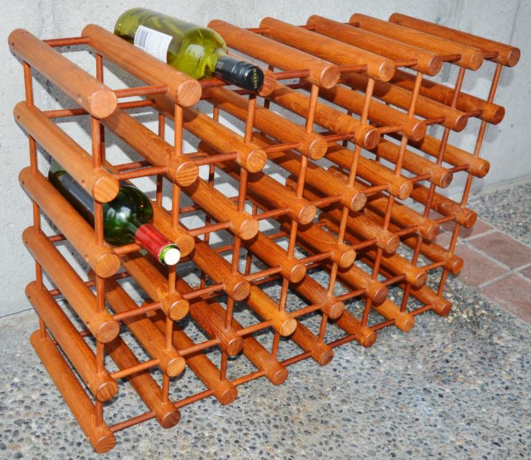 Huge 42 Bottle Teak Wine Rack by Nissen at 1stDibs