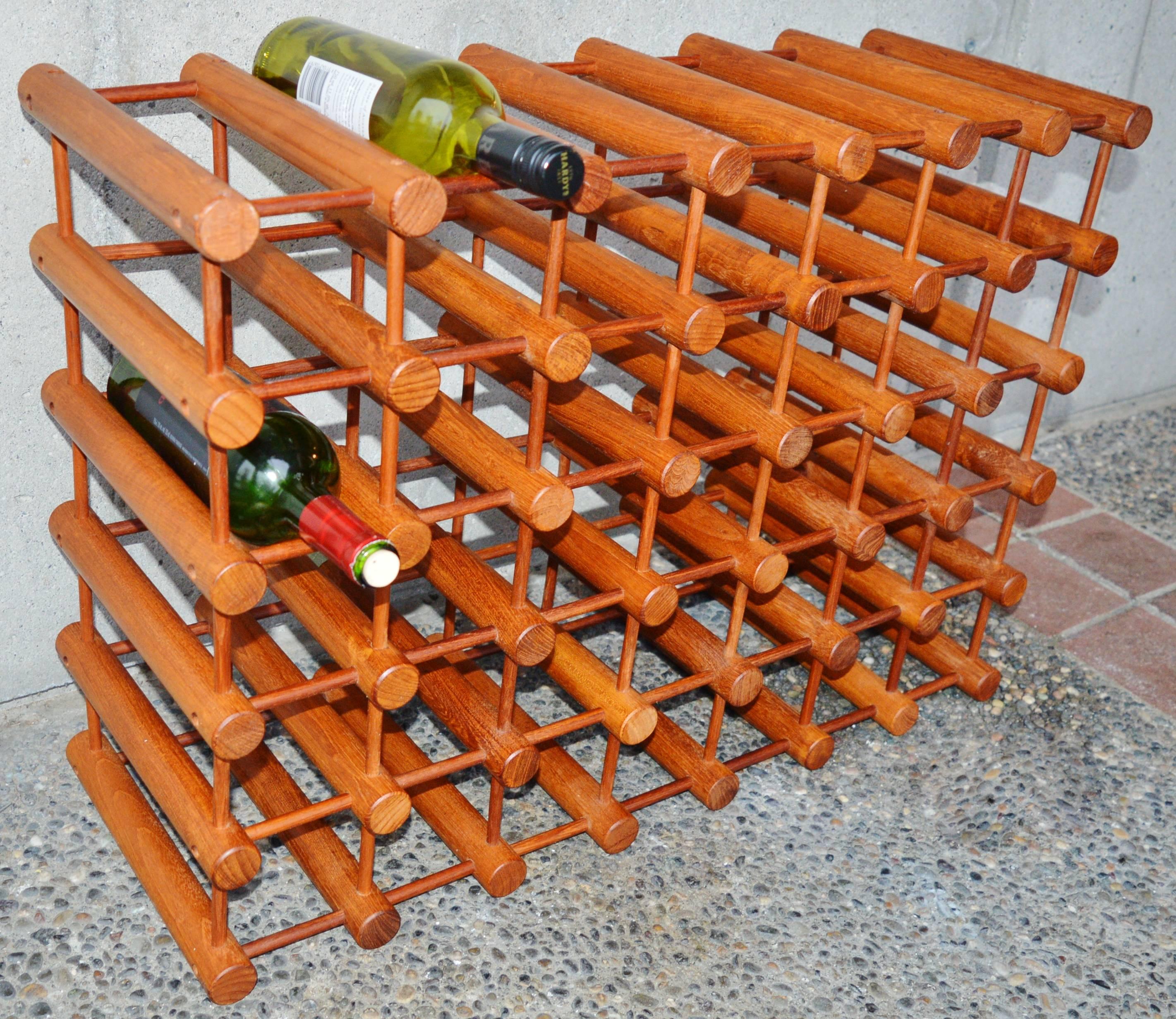 Mid-20th Century Huge 42 Bottle Teak Wine Rack by Nissen