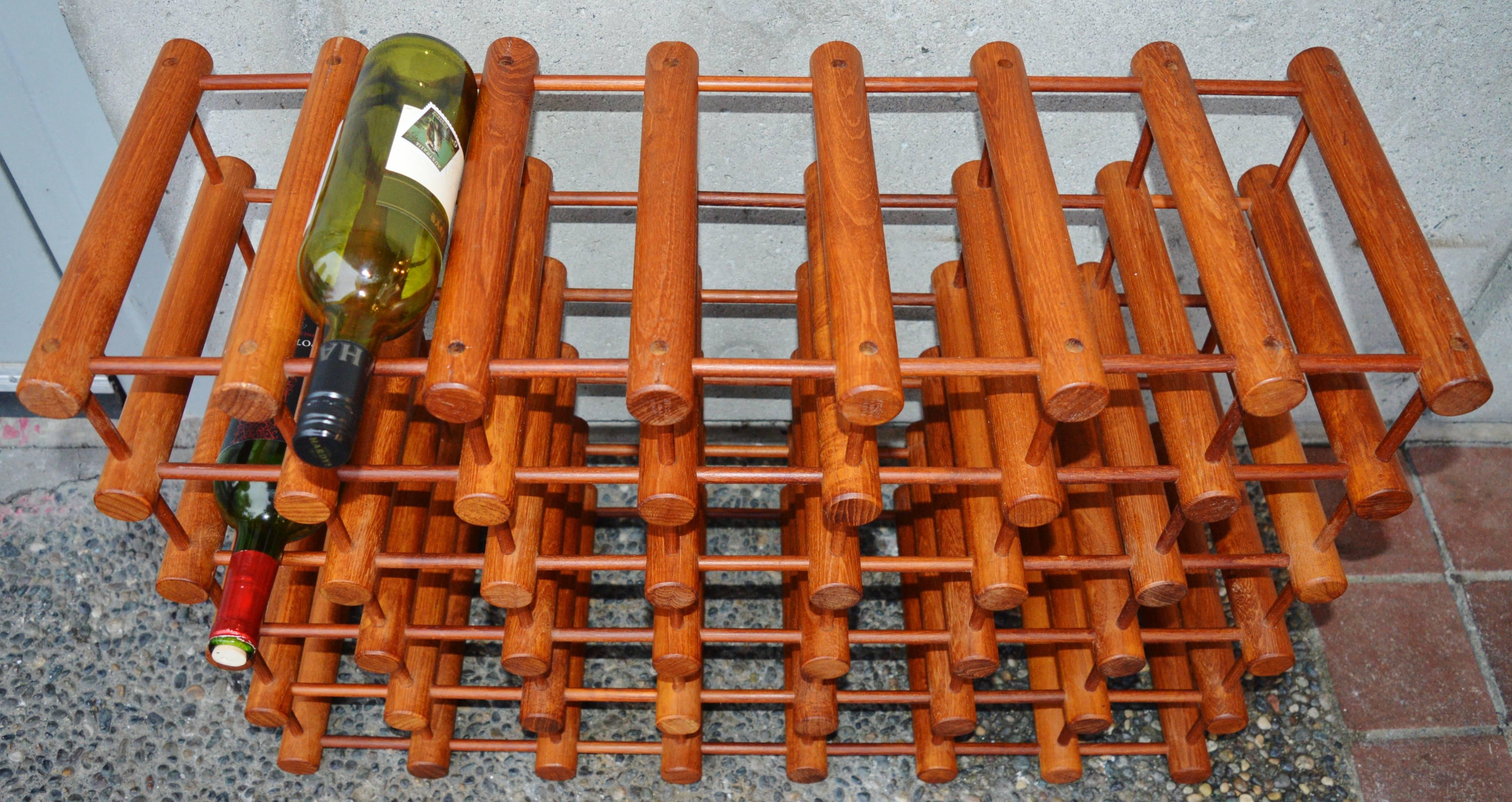 Huge 42 Bottle Teak Wine Rack by Nissen 1