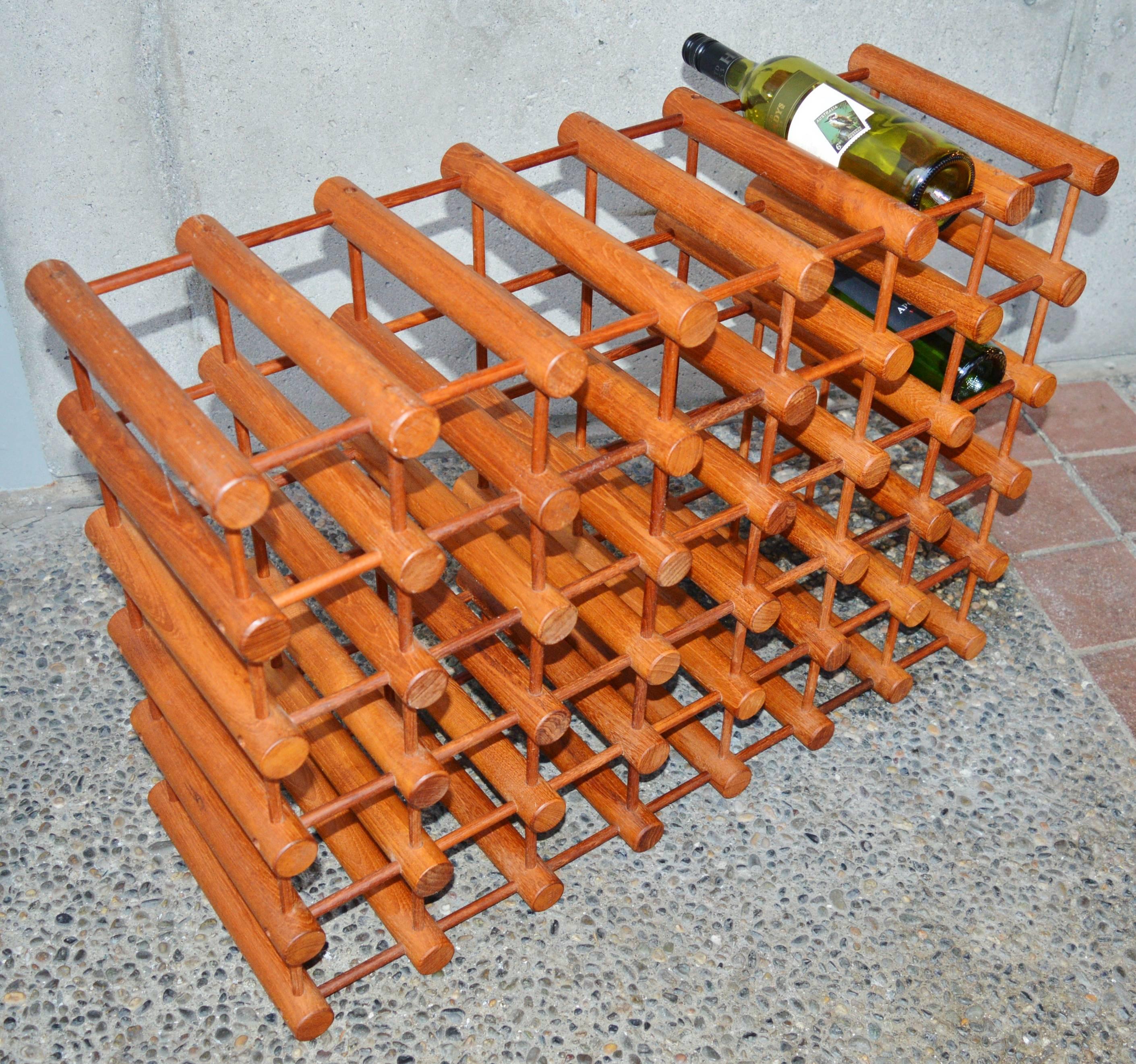 Huge 42 Bottle Teak Wine Rack by Nissen 2