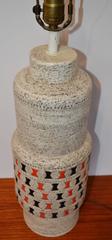 Large Bitossi Organic Ceramic Lamp Orange & Black on Cream