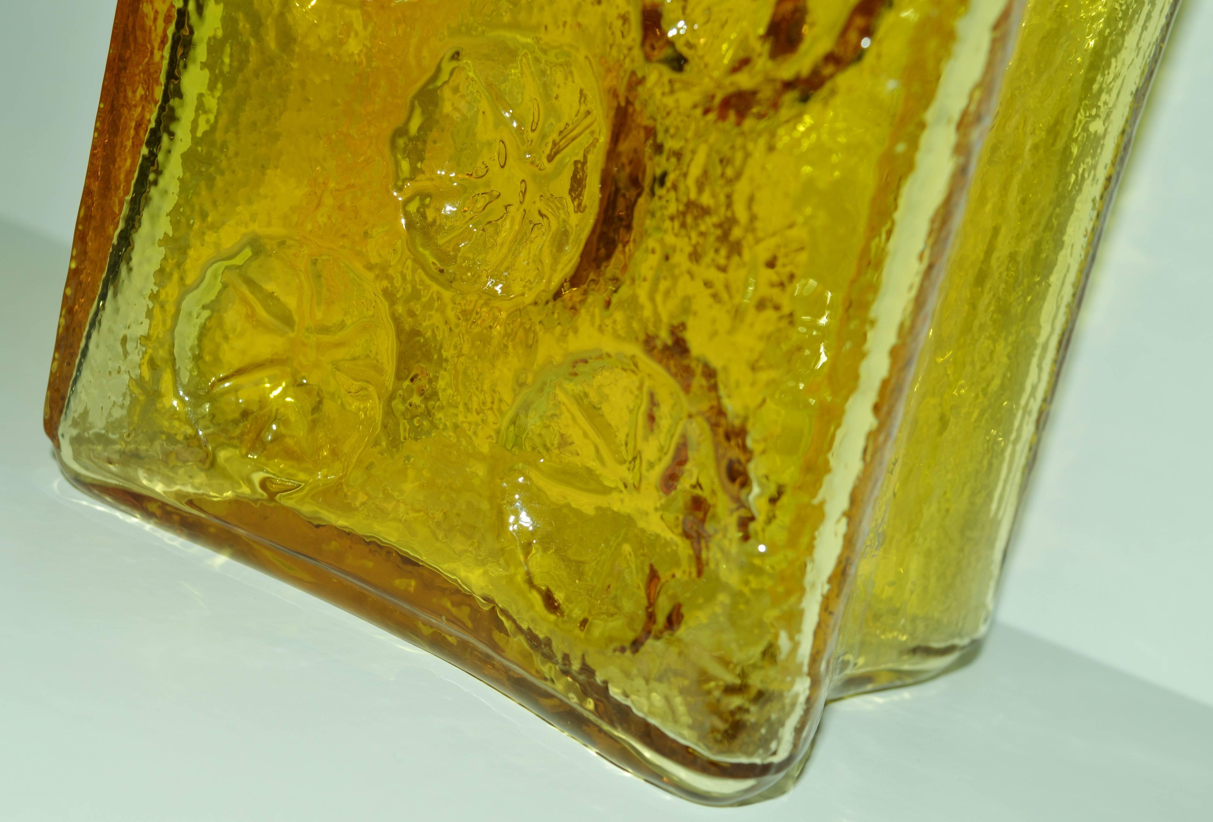 Blown Glass Jonquil Yellow Blenko Pinwheel Pitcher / Carafe by Joel Myers For Sale