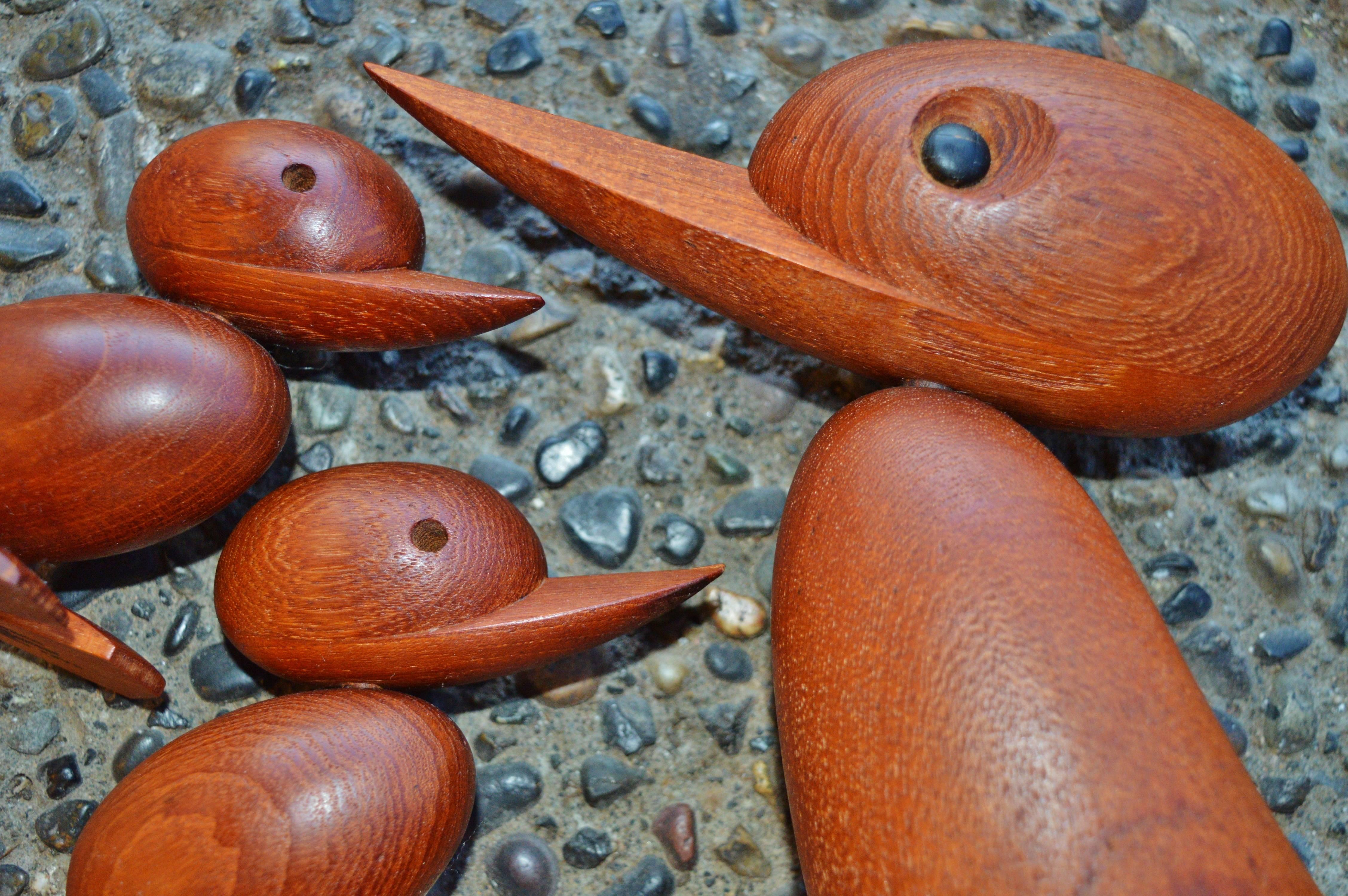 Vintage Hans Bolling Teak Duck and Ducklings In Excellent Condition In New Westminster, British Columbia