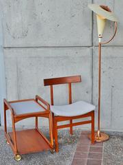 Copper Mid-Century Floor Lamp with Fiberglass Diffuser