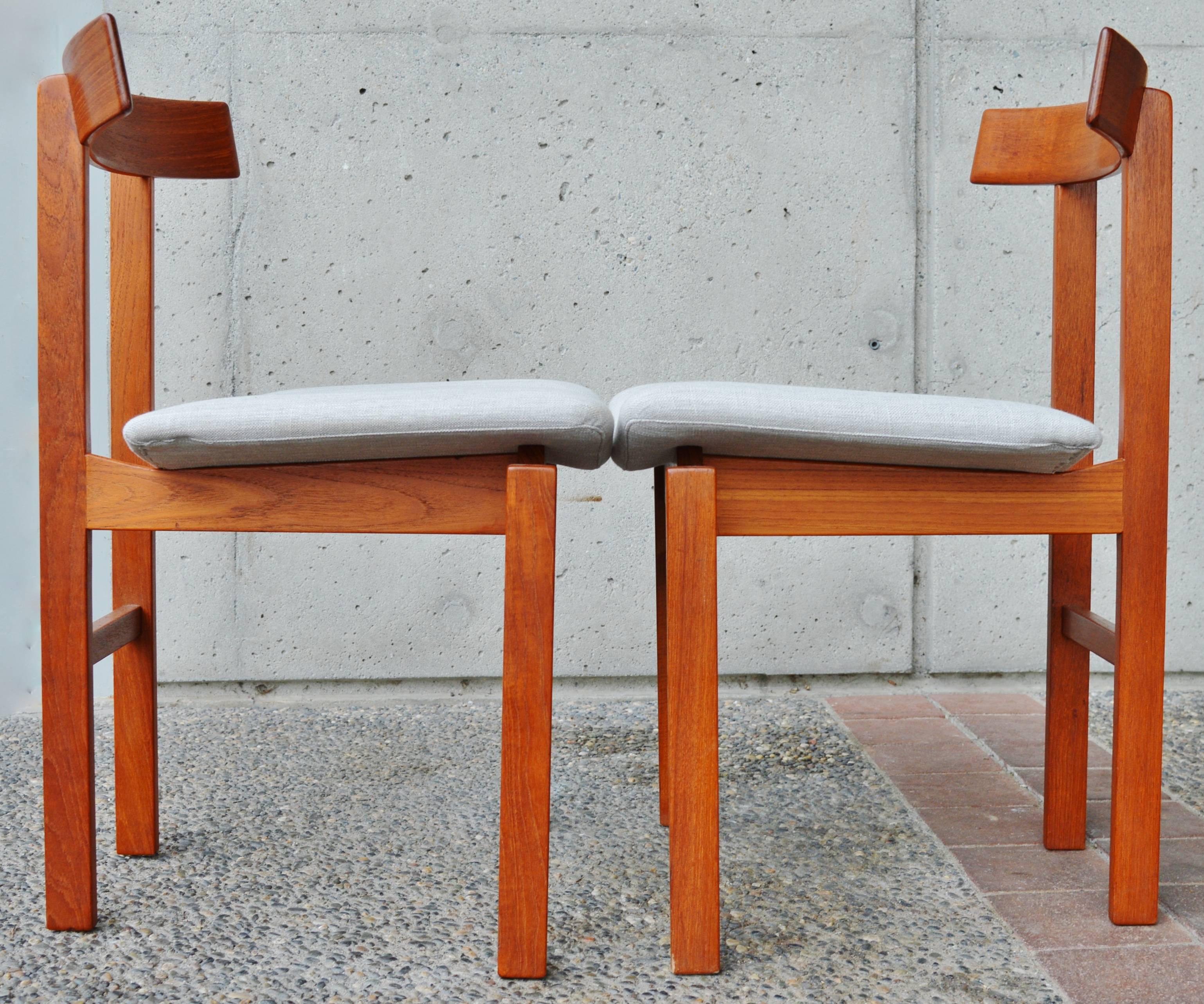 Danish Pair of Architectural Teak Inger Klingenberg Teak Side/Desk Chairs For Sale