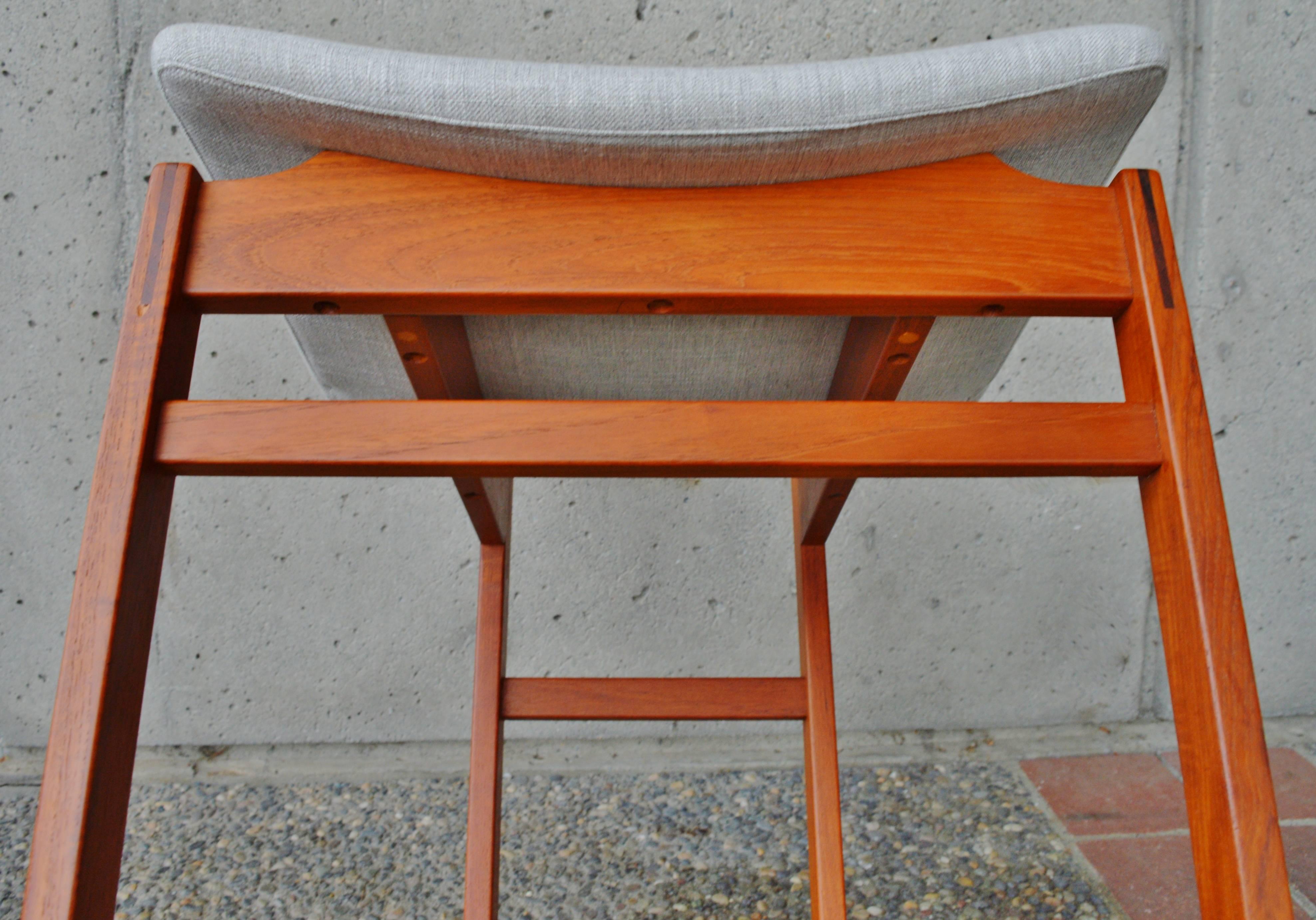 Pair of Architectural Teak Inger Klingenberg Teak Side/Desk Chairs For Sale 2