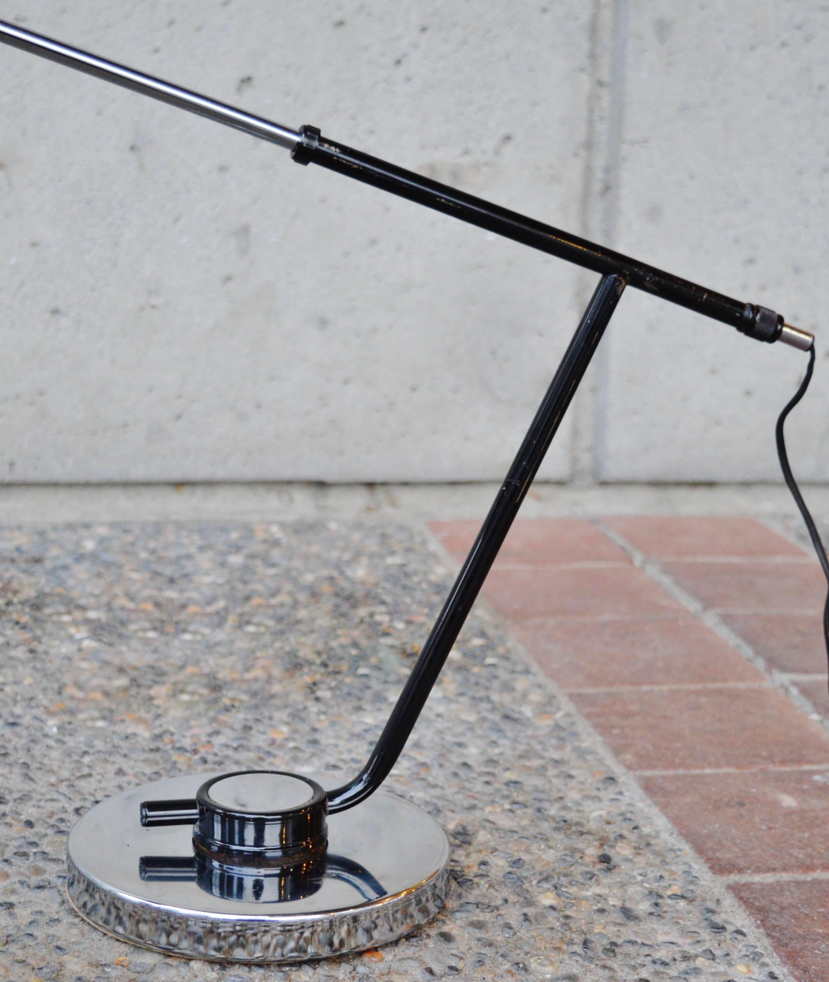 Italian Mid-Century Modern Black and Chrome Desk Lamp