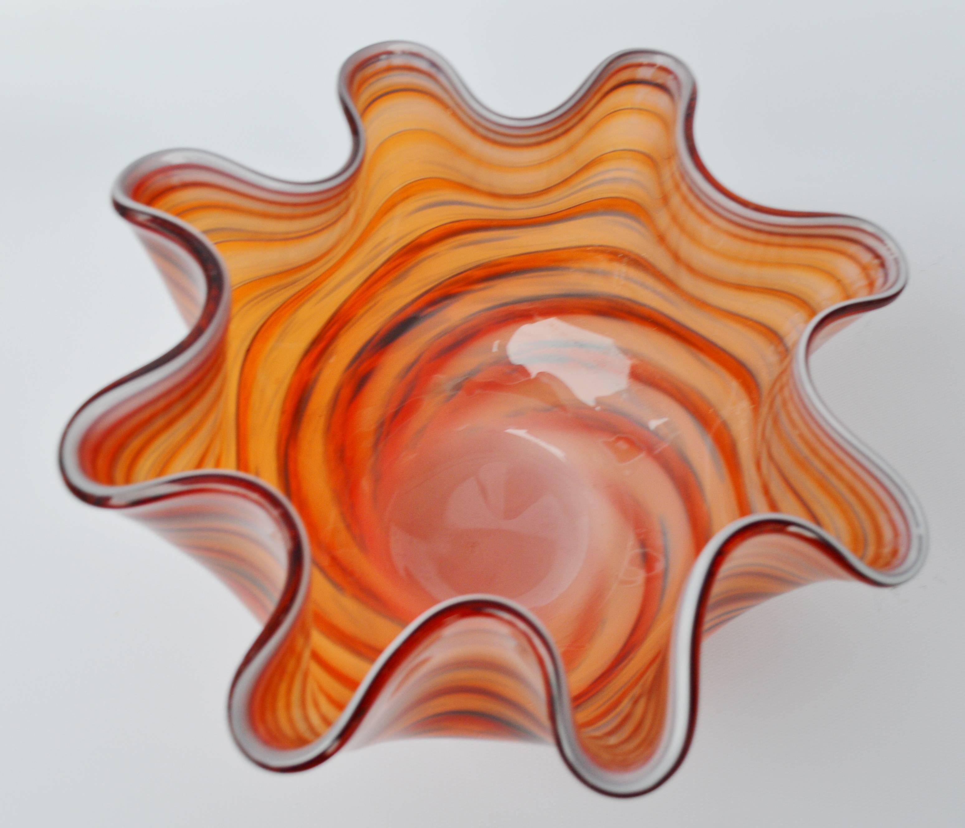 Mid-Century Modern Stunning Murano Glass Handkerchief Bowl