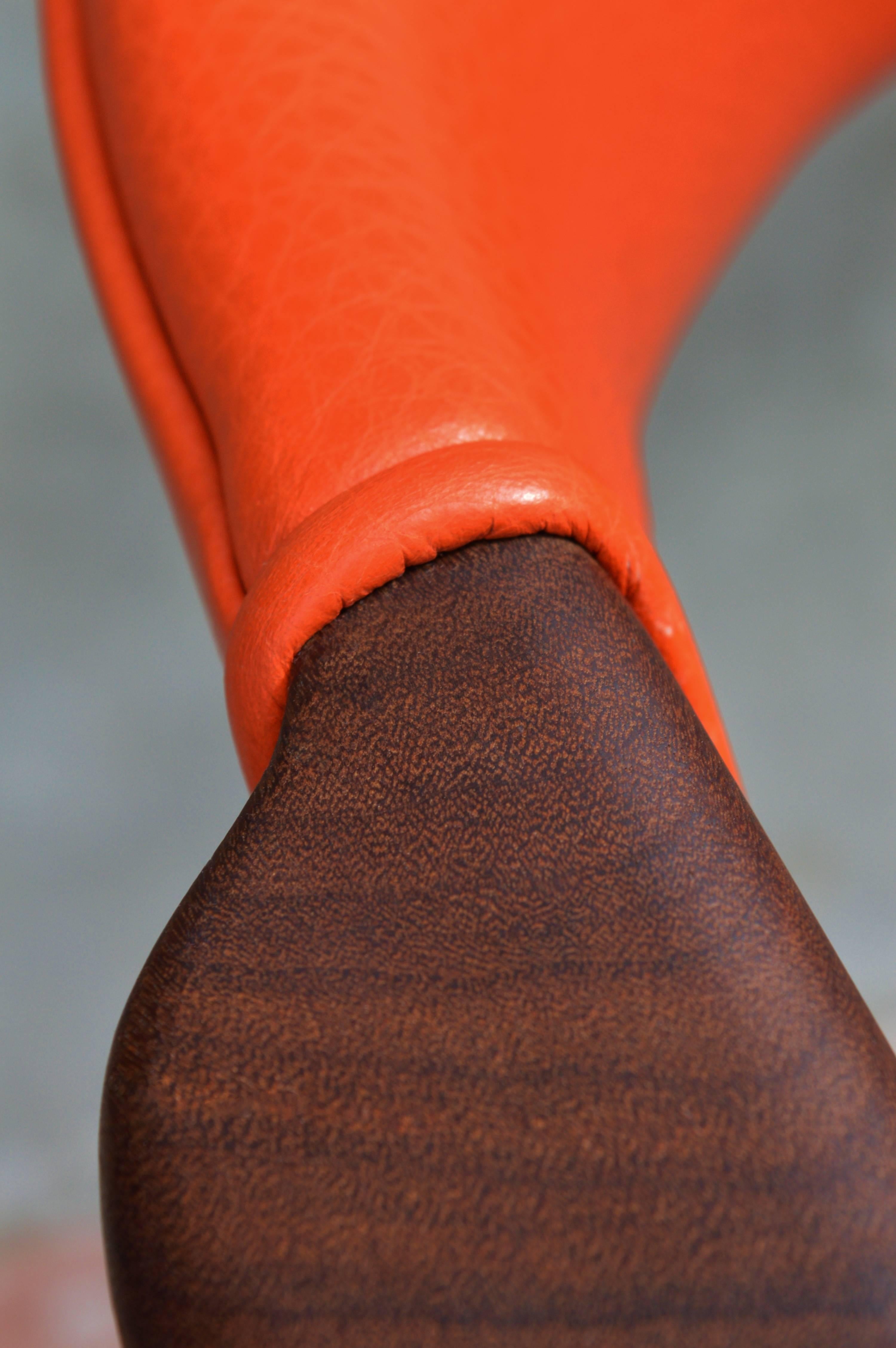 Foam Orange Leather Kai Kristiansen Curved Back Desk or Side Chair