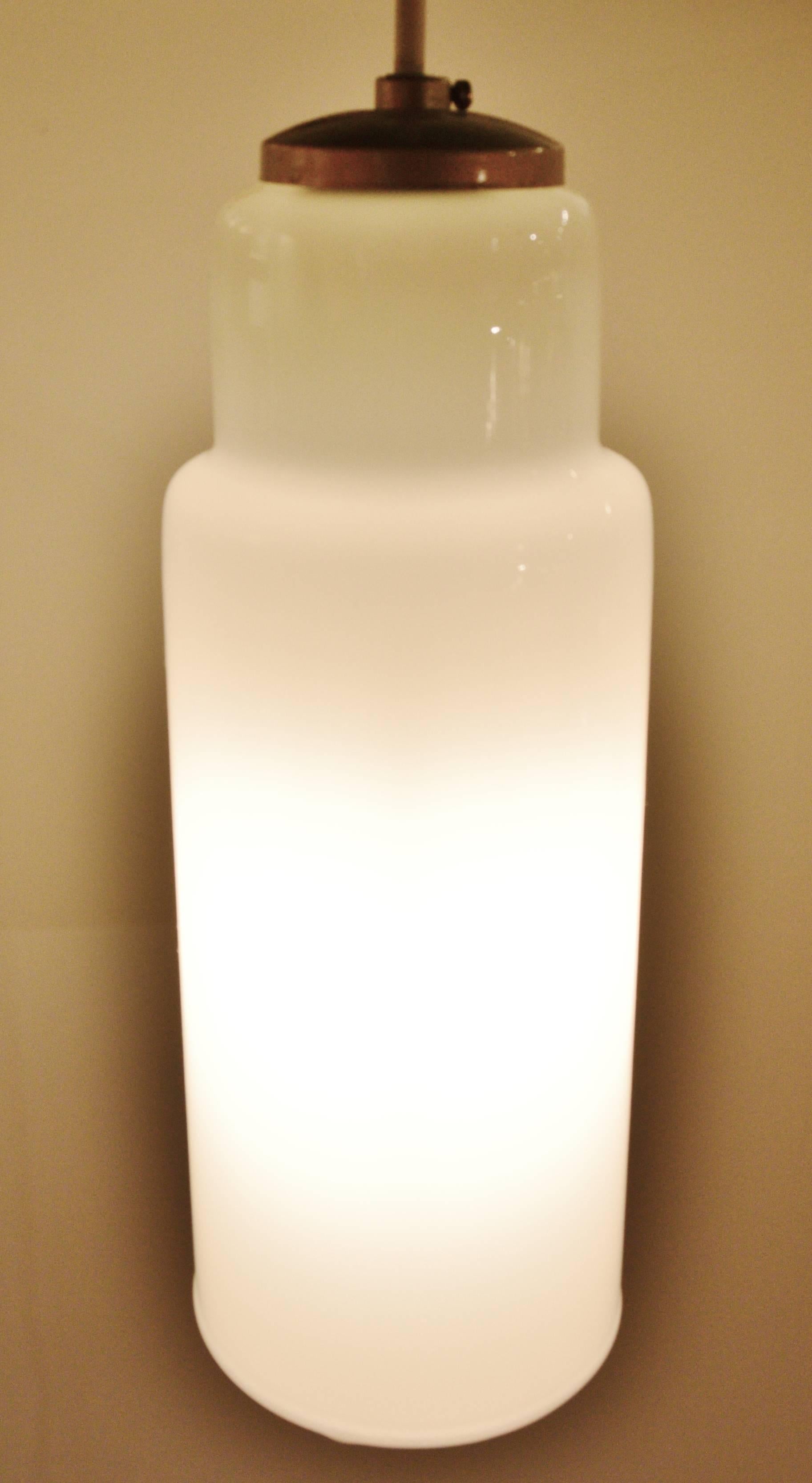 green milk glass pendant light