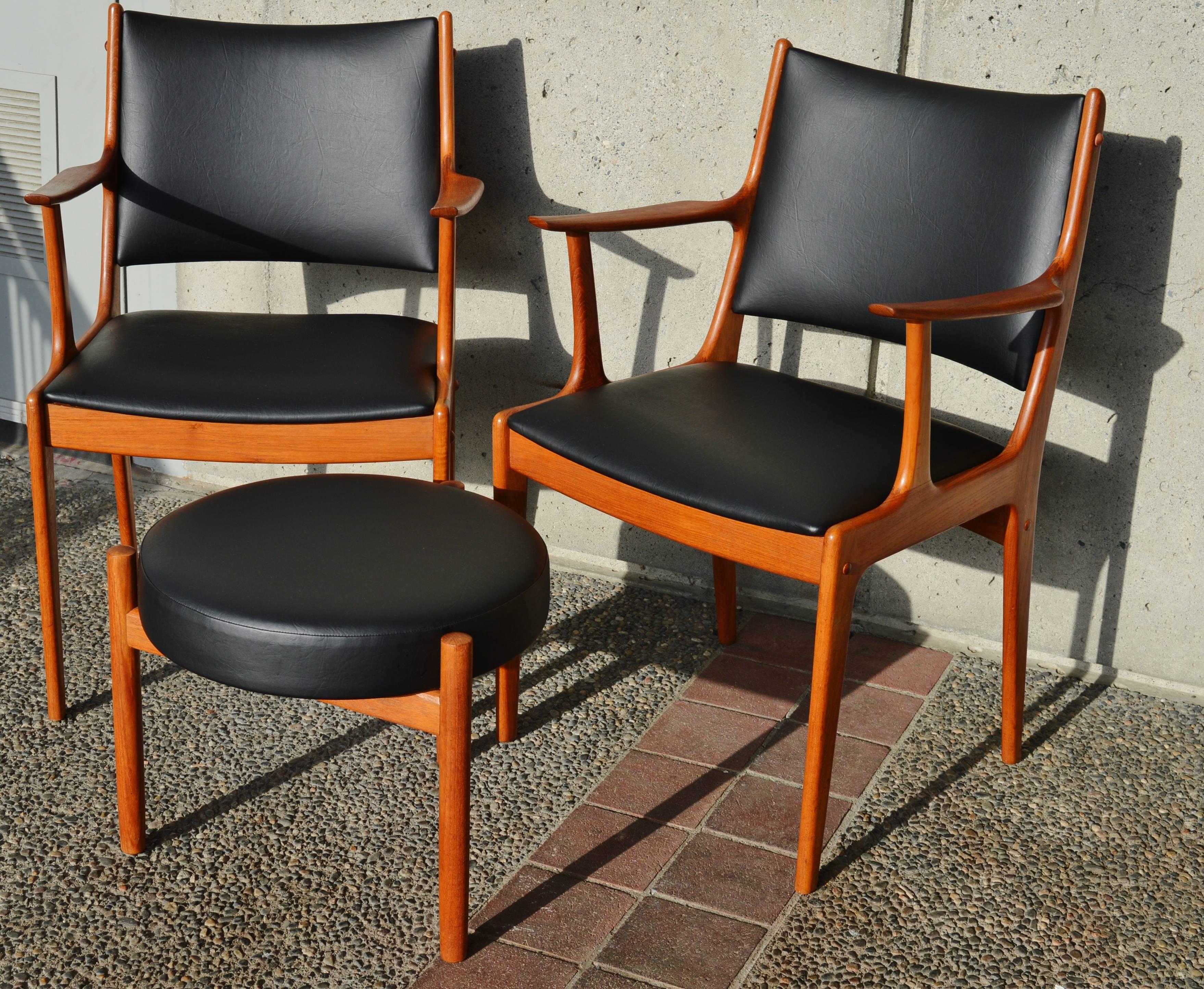 Pair of Johannes Andersen Teak Side / Carver Armchairs, Restored 1