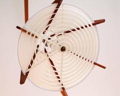 Pair Teak Fin Wall Mount Pendant Lights