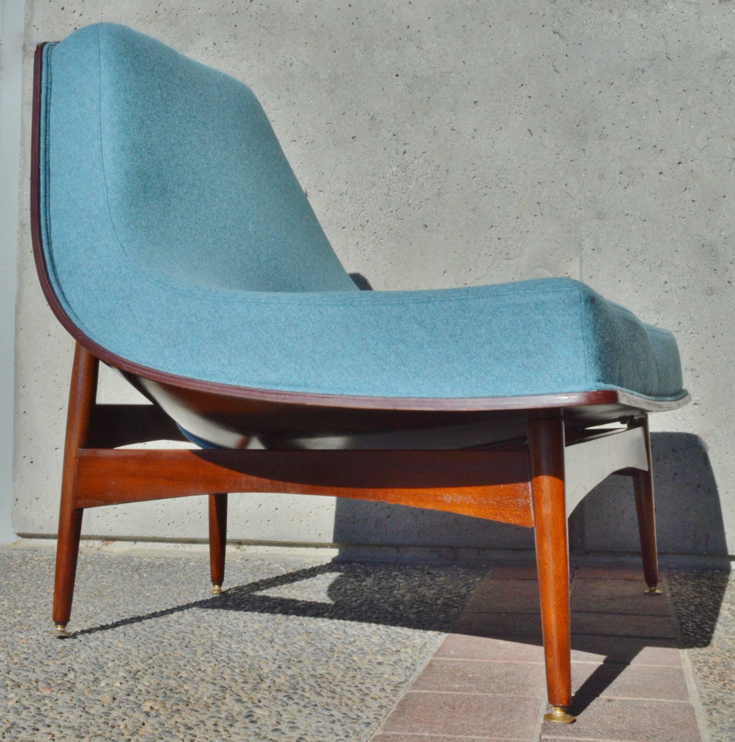 Mid-Century Modern Fabulous Donahue Coconut Chair with Rare Wood Base New Latex and Wool