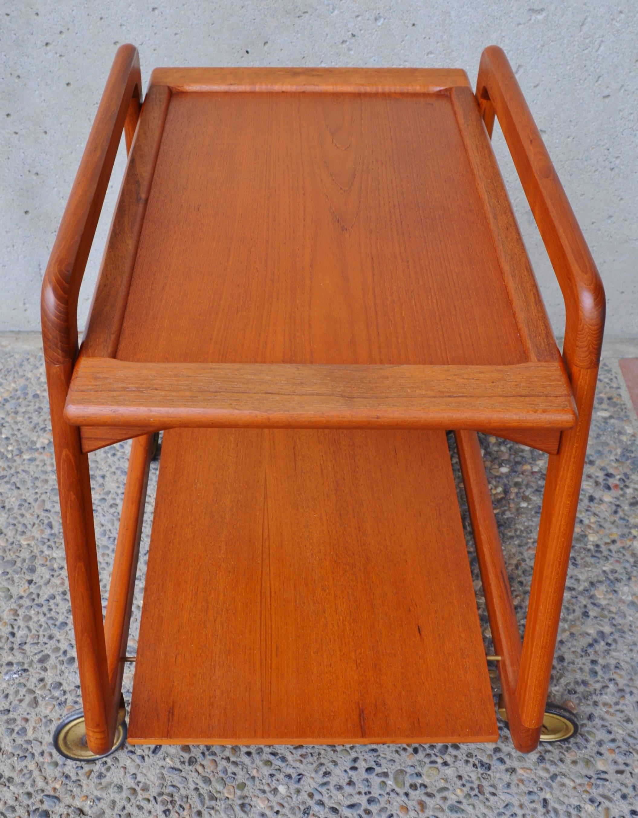 Scandinavian Modern Danish Teak Serving Cart Flip-Top Tray, Casters by Sika Mobler