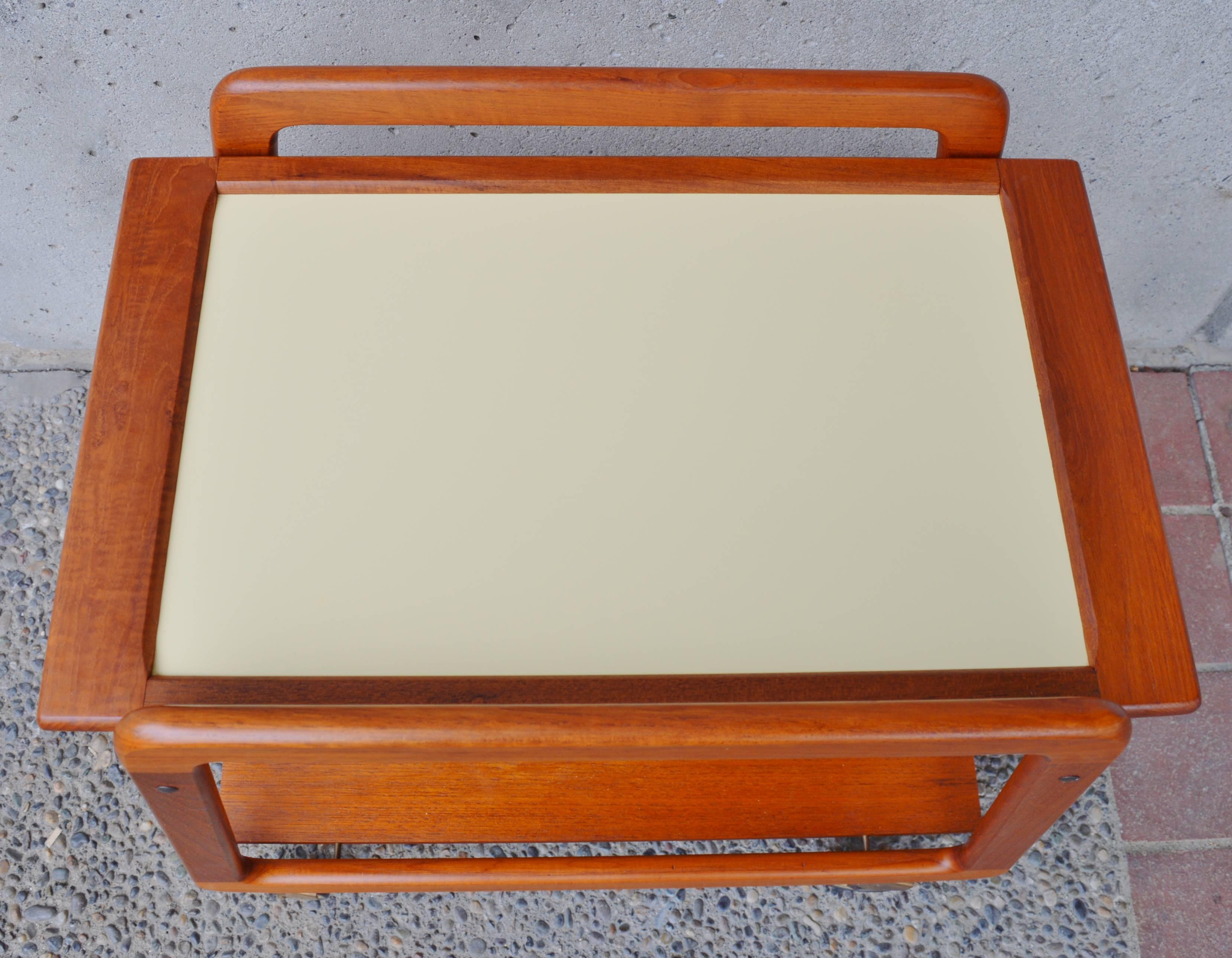 Danish Teak Serving Cart Flip-Top Tray, Casters by Sika Mobler 1