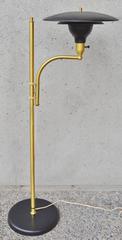 Sight Light Floor Lamp Brass and Black Enamel by M.G. Wheeler