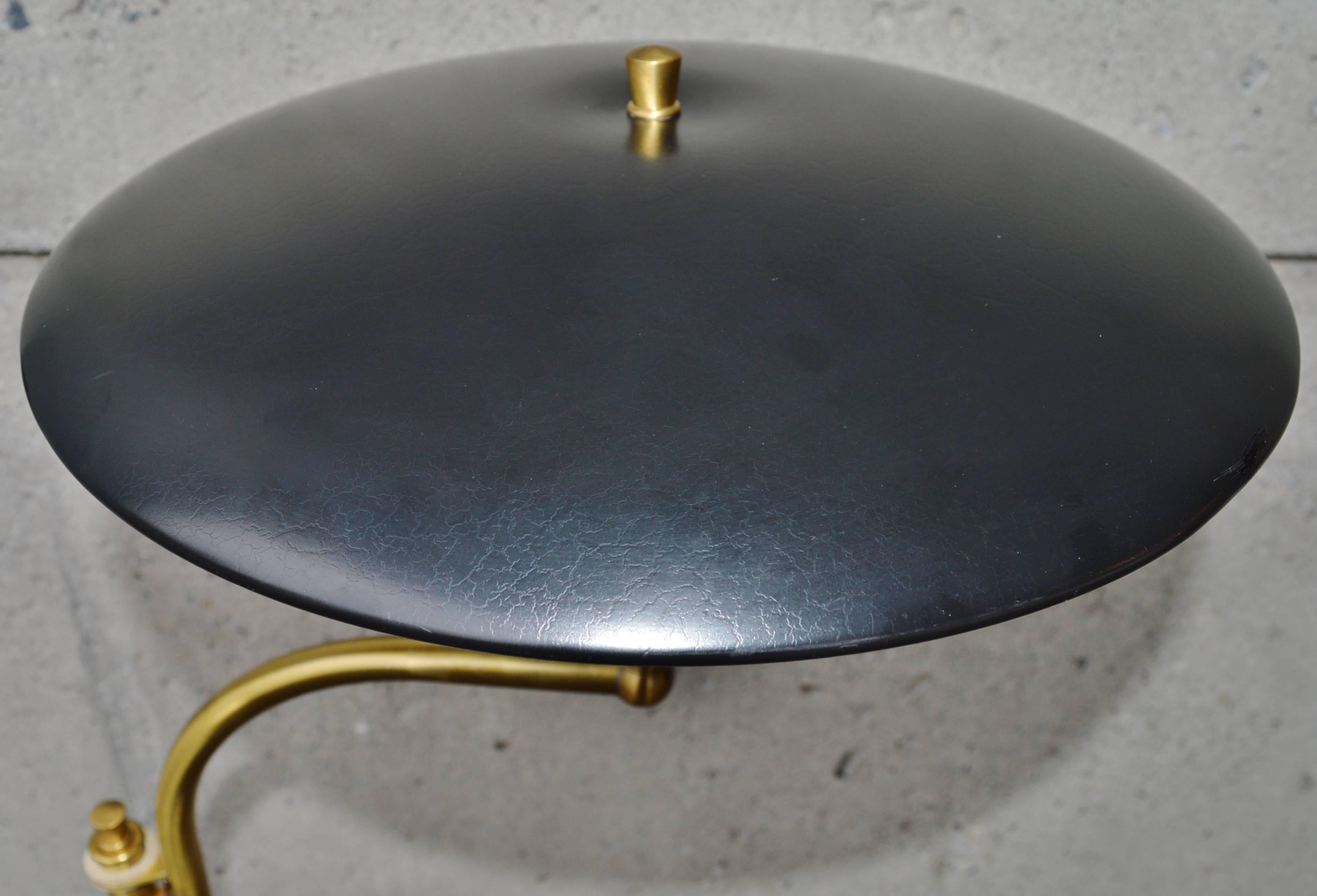 American Sight Light Floor Lamp Brass and Black Enamel by M.G. Wheeler For Sale