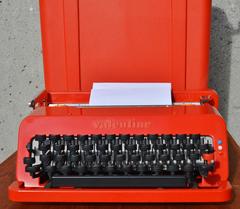 Red Olivetti "Valentine" Typewriter and Case by Ettore Sottsass