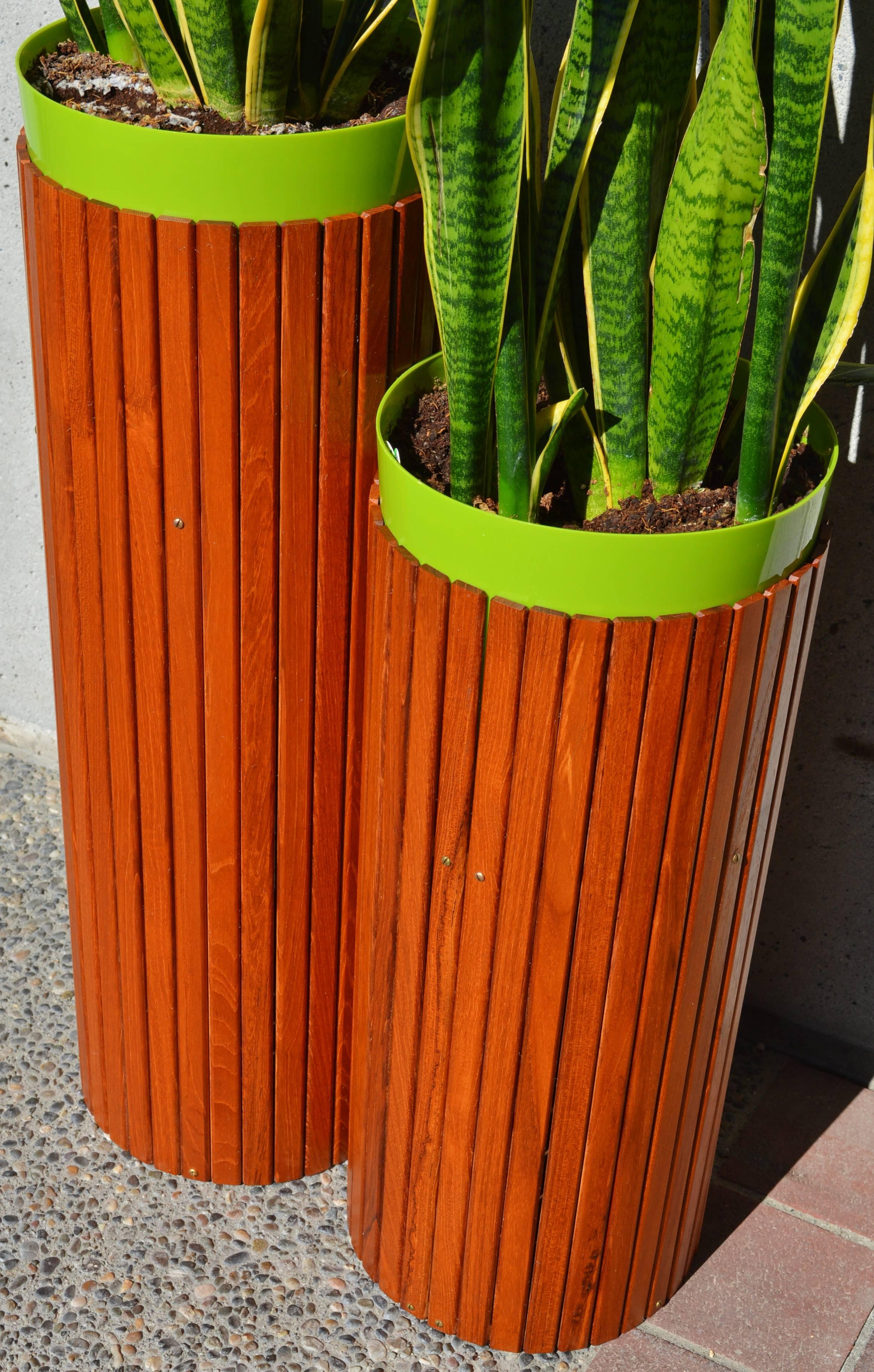 Mid-20th Century Pair of Teak Slat Plant Stands, Danish Modern