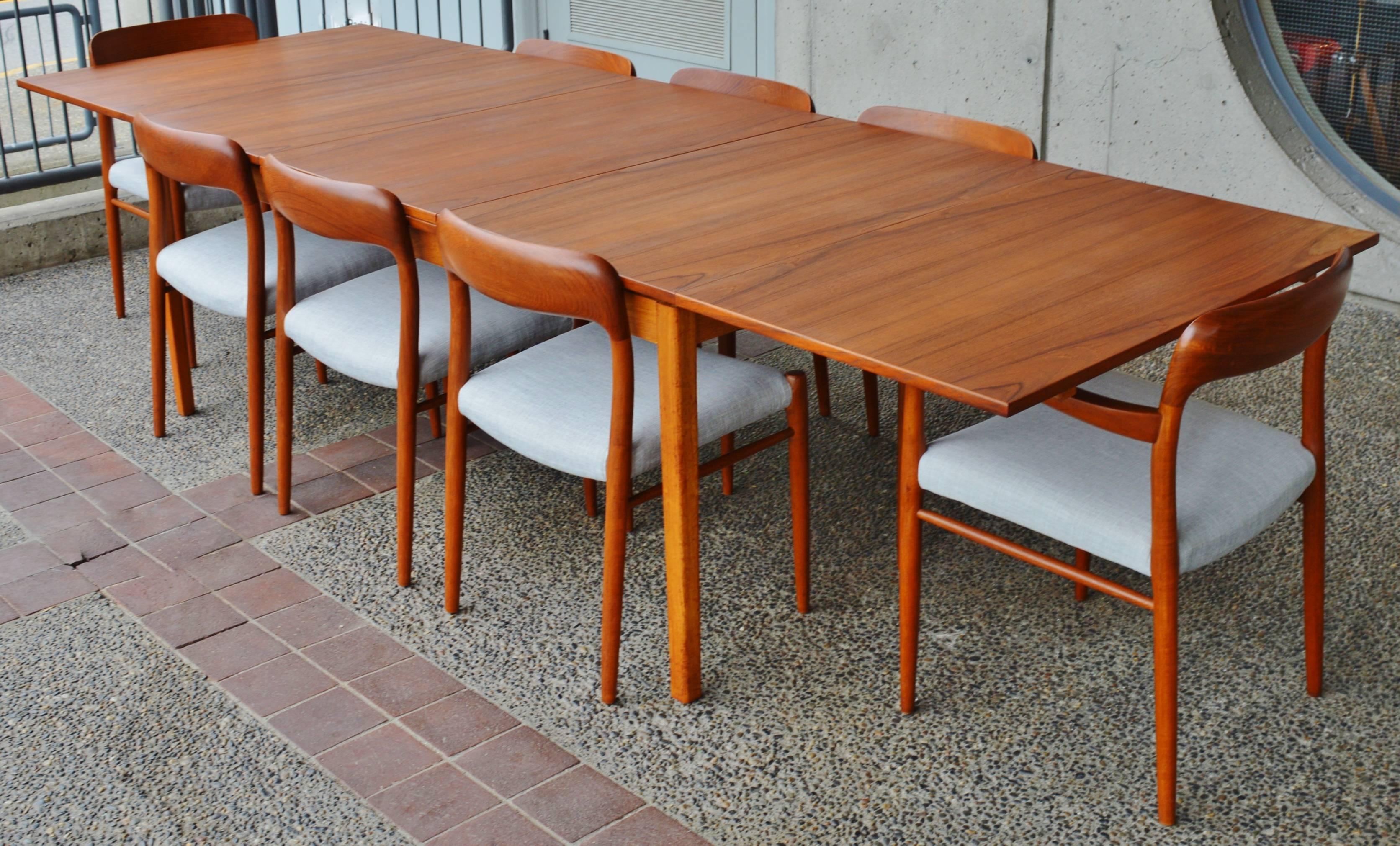 Mid-20th Century Huge Skaraborgs Danish Teak Flip Open Leaf Dining Table-Nearly Doubles in Size