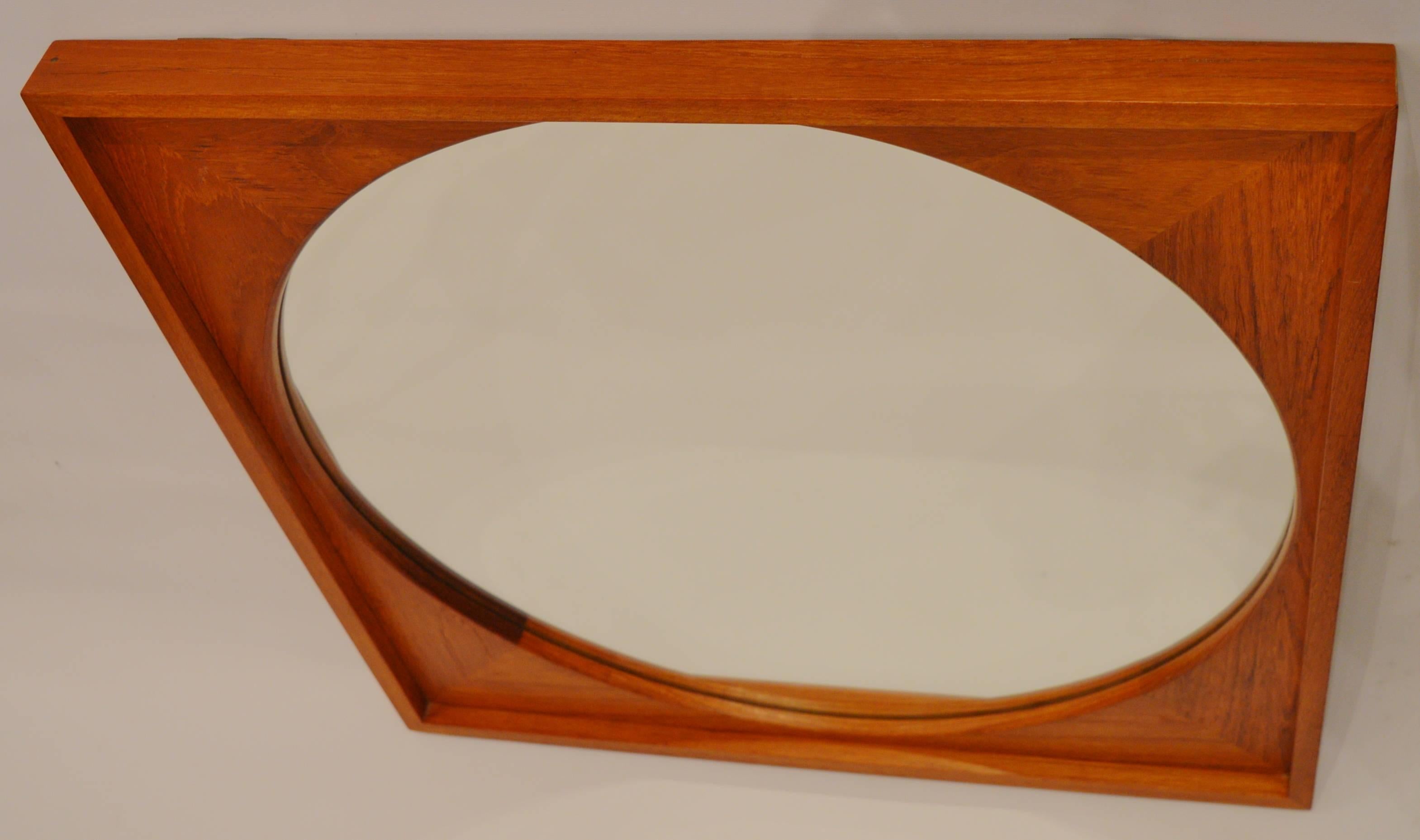 teak round mirror