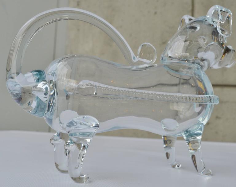 Holmegaard Handblown Clear Glass Dog Decanter or Gin Pig For Sale at