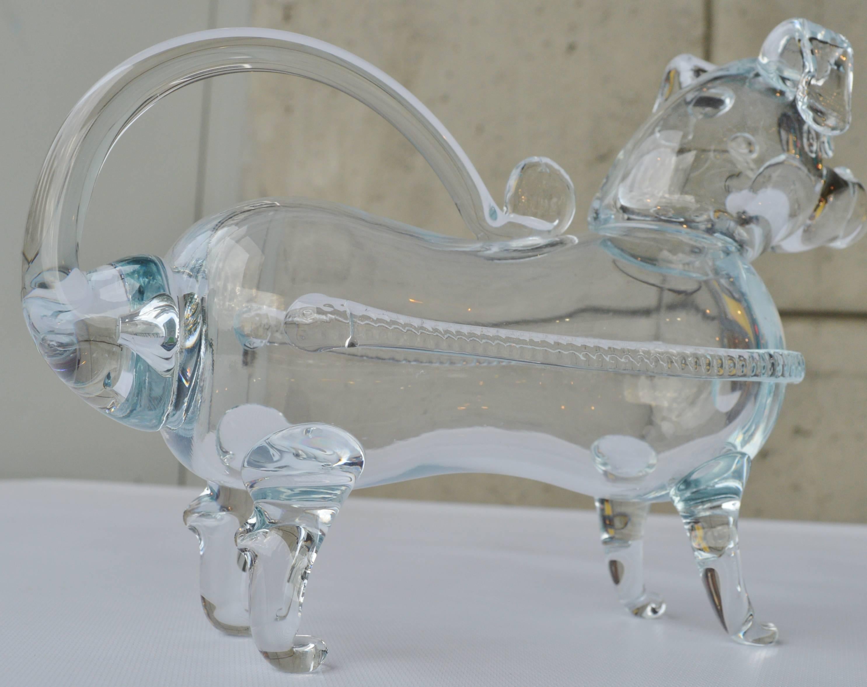 Holmegaard Handblown Clear Glass Dog Decanter or Gin Pig In Excellent Condition For Sale In New Westminster, British Columbia
