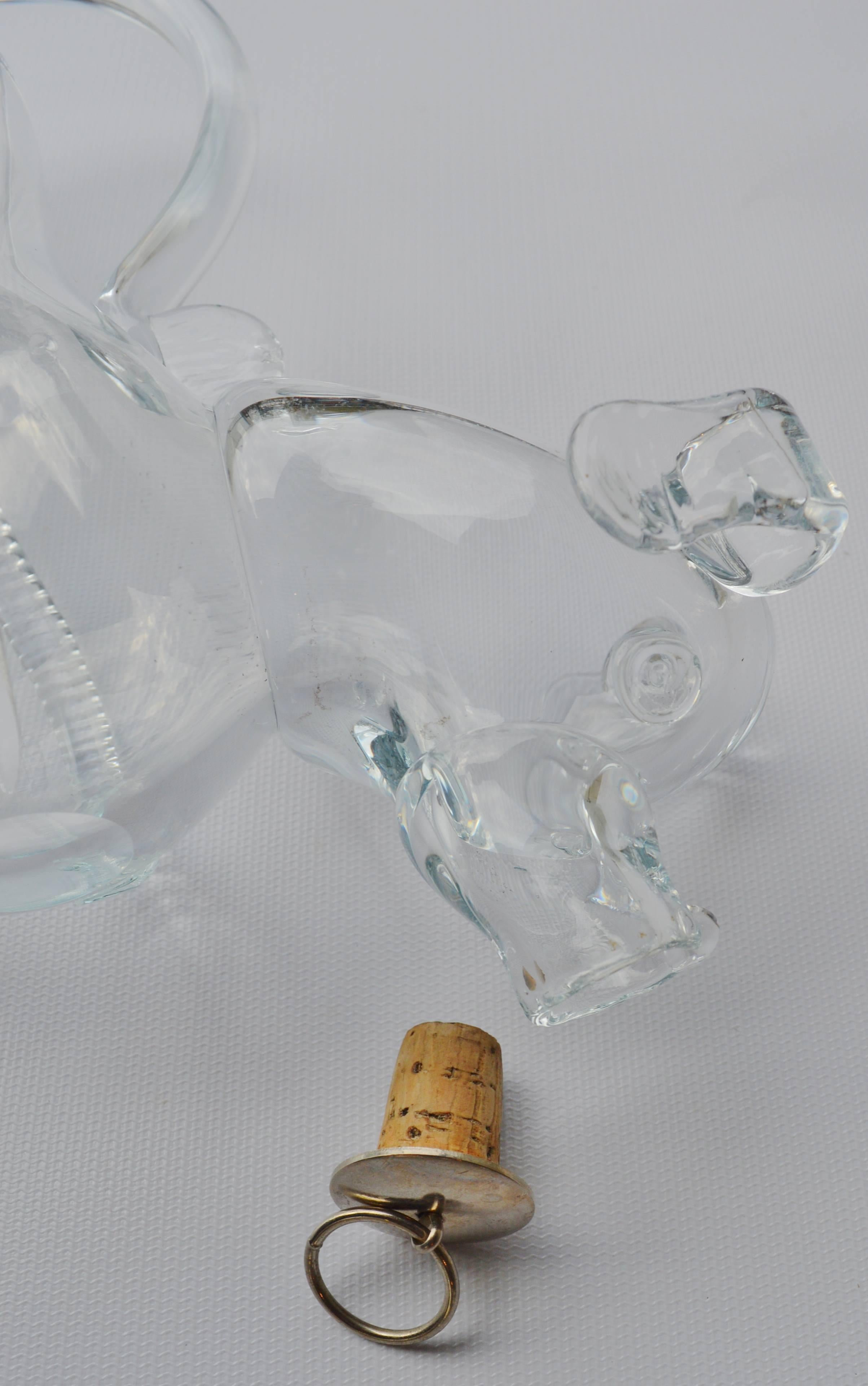 Scandinavian Modern Holmegaard Handblown Clear Glass Dog Decanter or Gin Pig For Sale