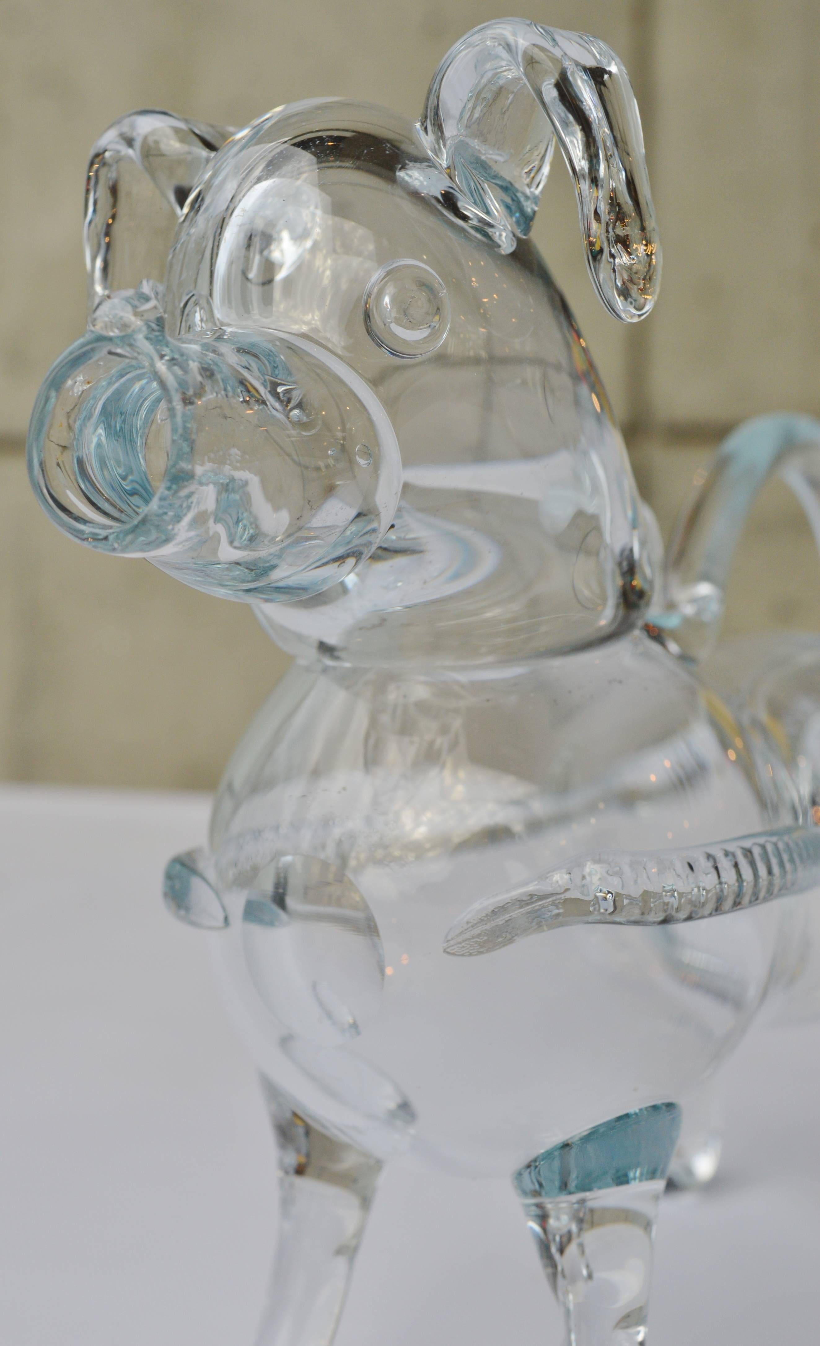 Danish Holmegaard Handblown Clear Glass Dog Decanter or Gin Pig For Sale