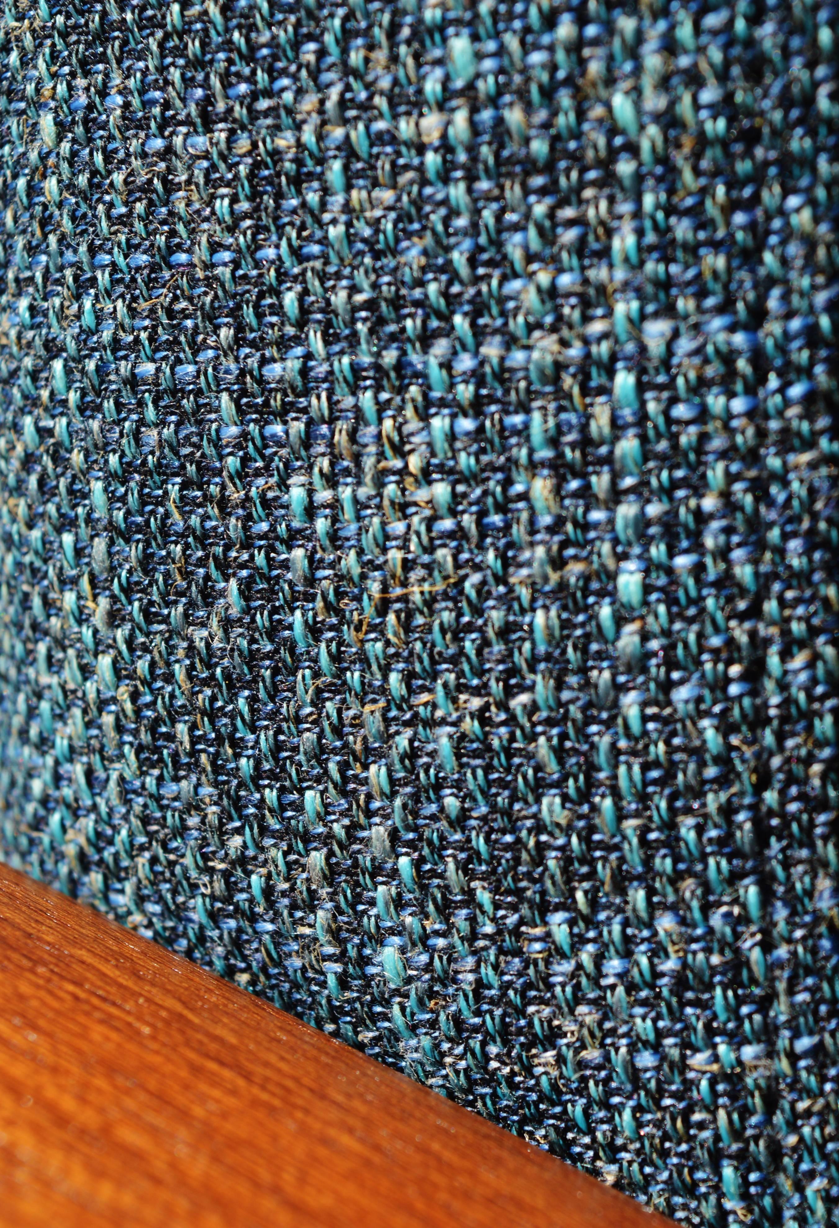 Restored Grete Jalk Teak Frame Sofa Teal Tweed for France and Sons In Excellent Condition In New Westminster, British Columbia