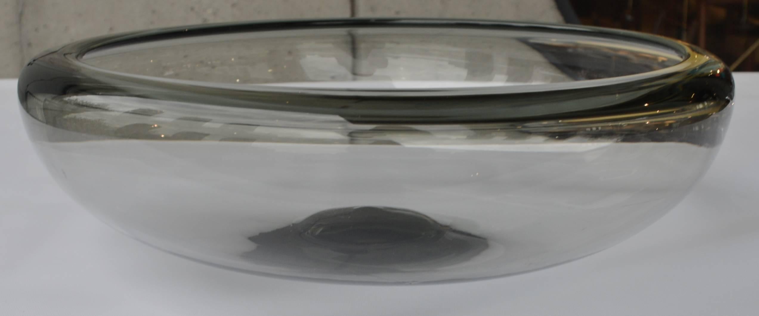Mid-Century Modern Huge Provence Smoked Glass Bowl for Holmegaard