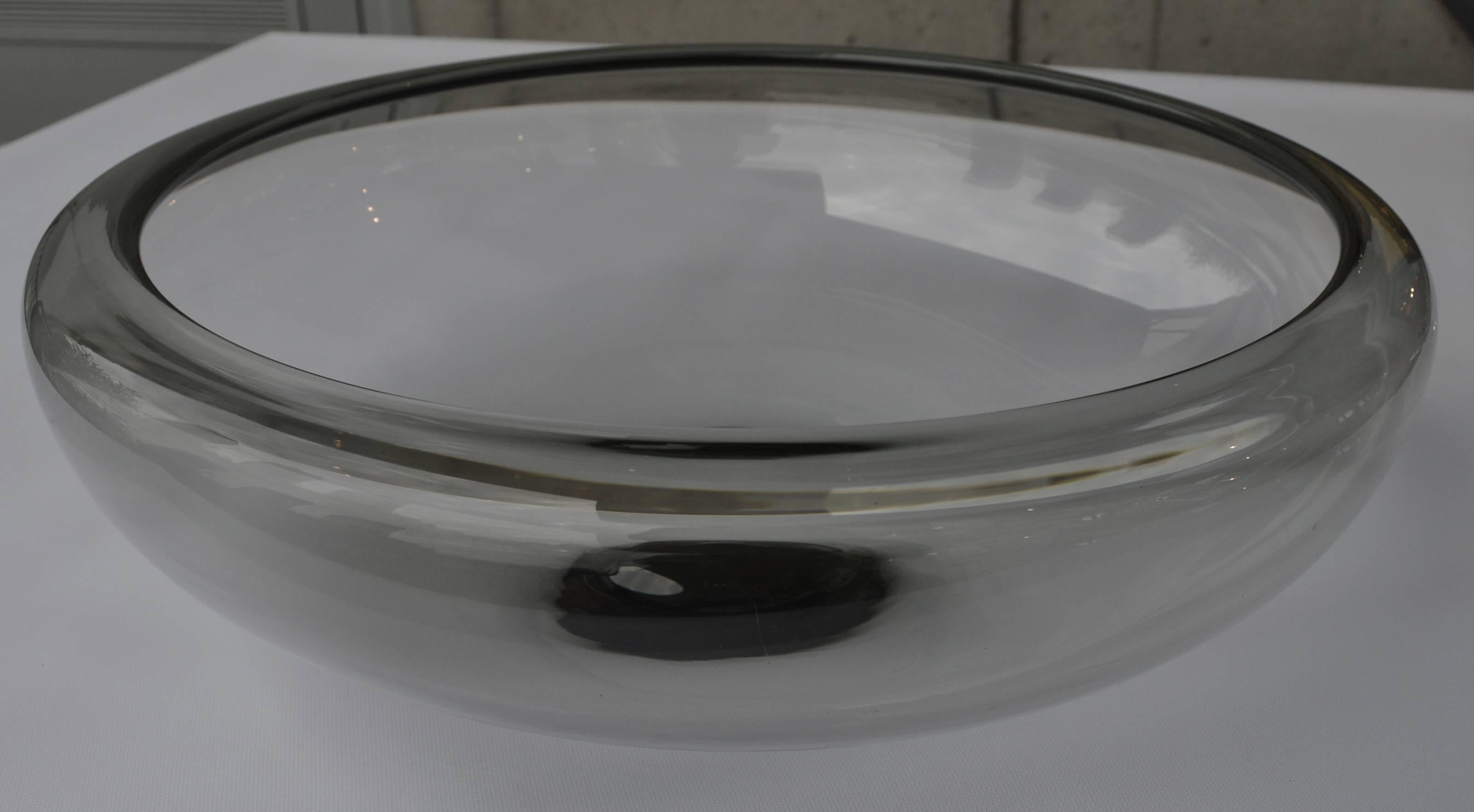 Huge Provence Smoked Glass Bowl for Holmegaard In Excellent Condition In New Westminster, British Columbia