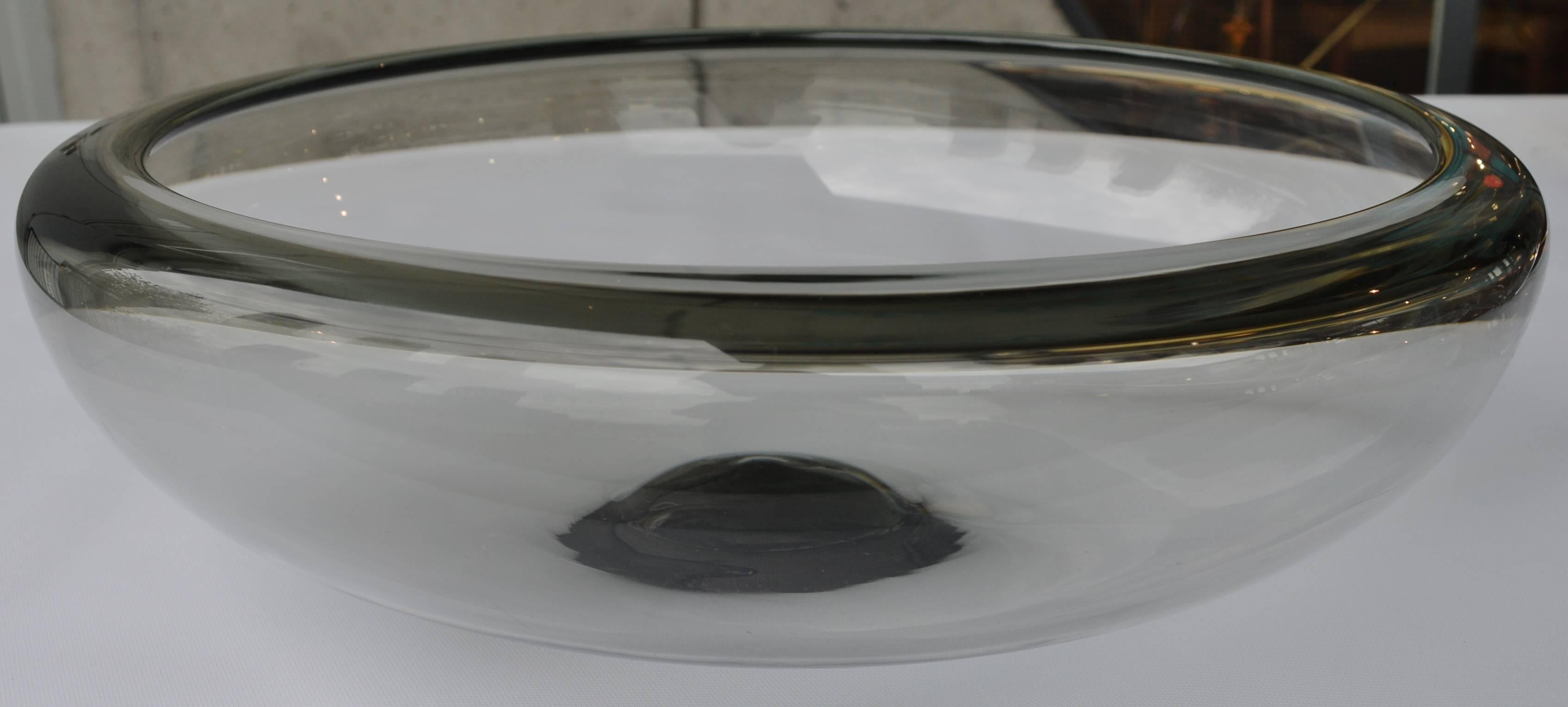 Blown Glass Huge Provence Smoked Glass Bowl for Holmegaard