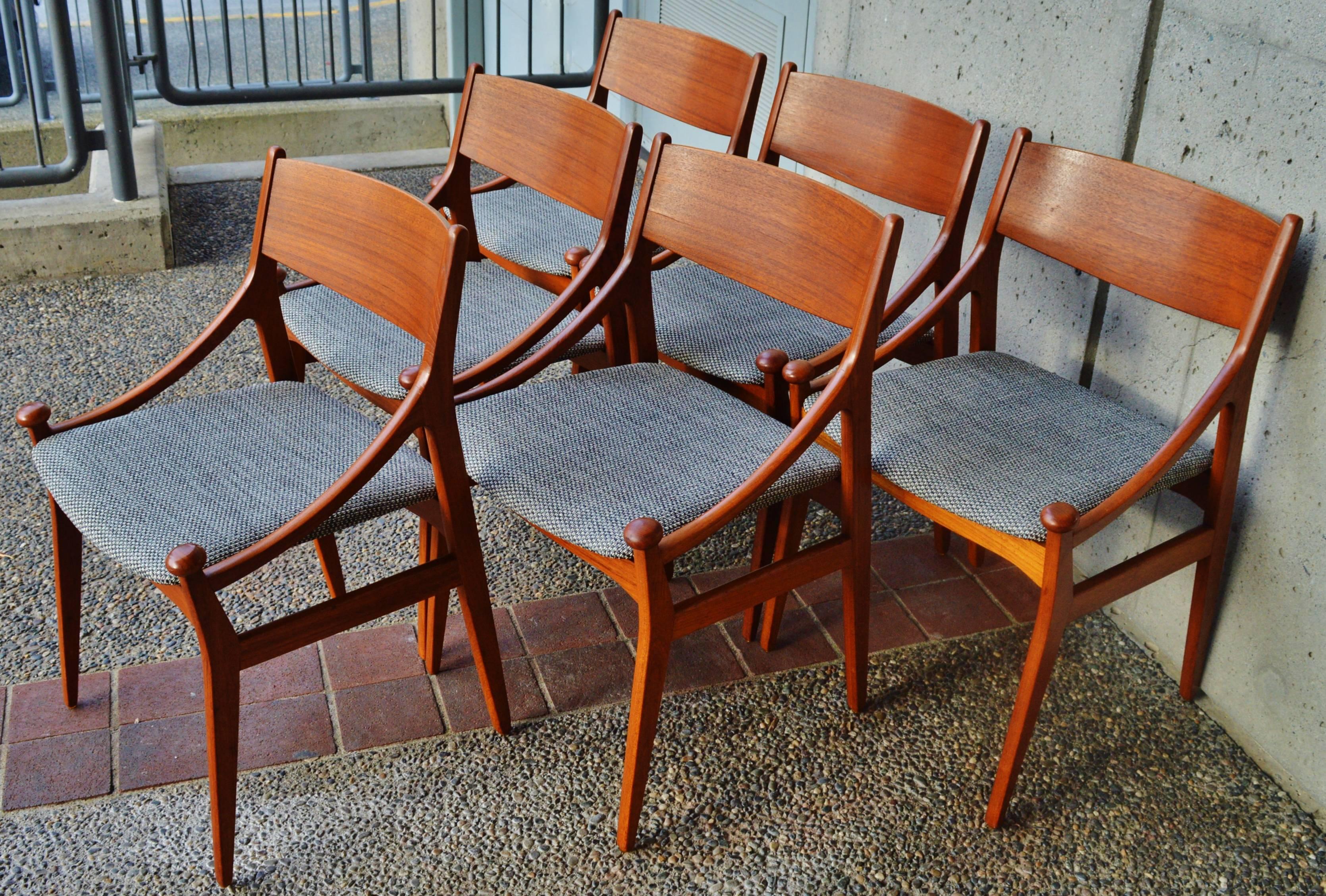 Mid-20th Century Set of Six Vestervig Eriksen for Brdr.Tromborg Danish Modern Dining Chairs
