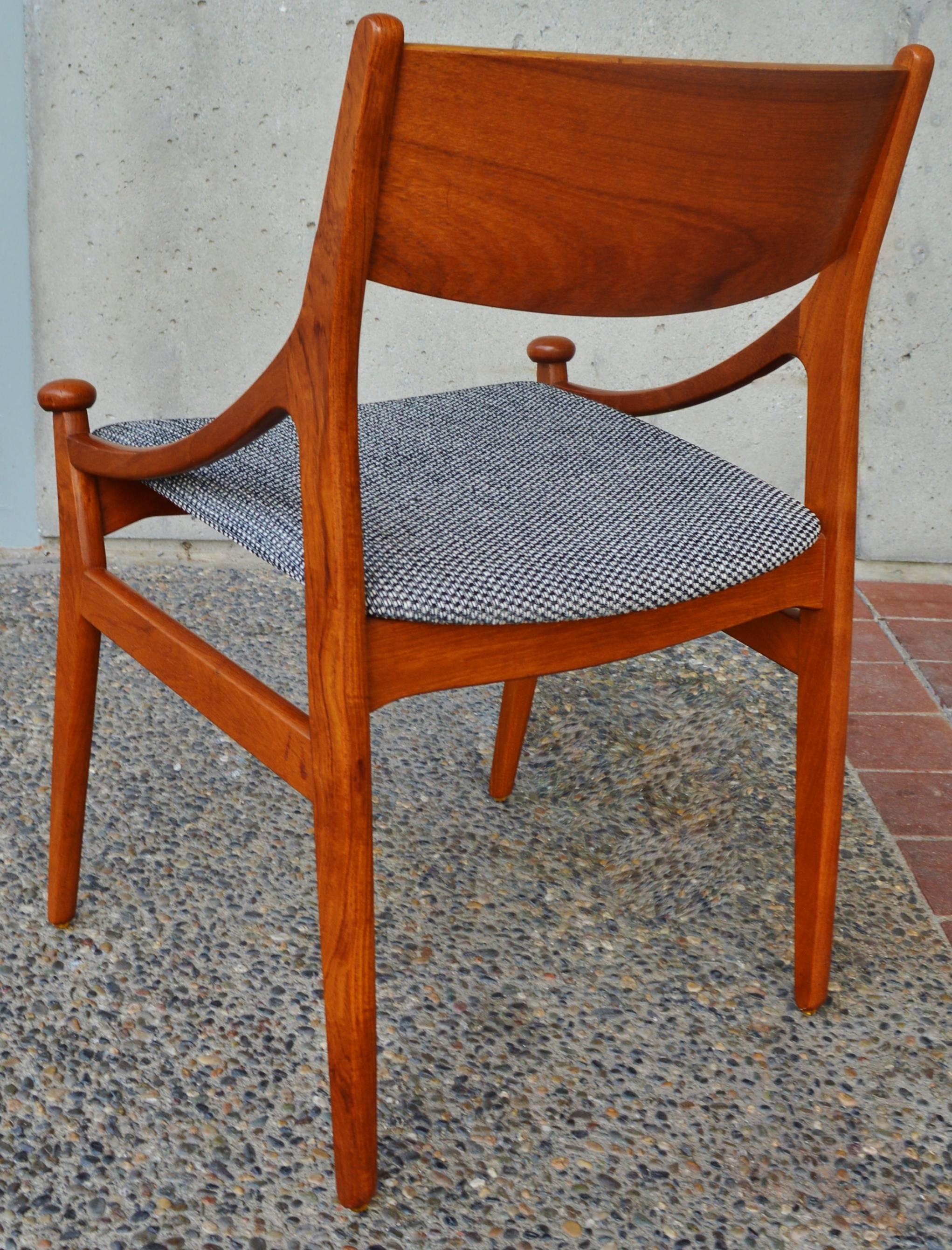 Fabric Set of Six Vestervig Eriksen for Brdr.Tromborg Danish Modern Dining Chairs