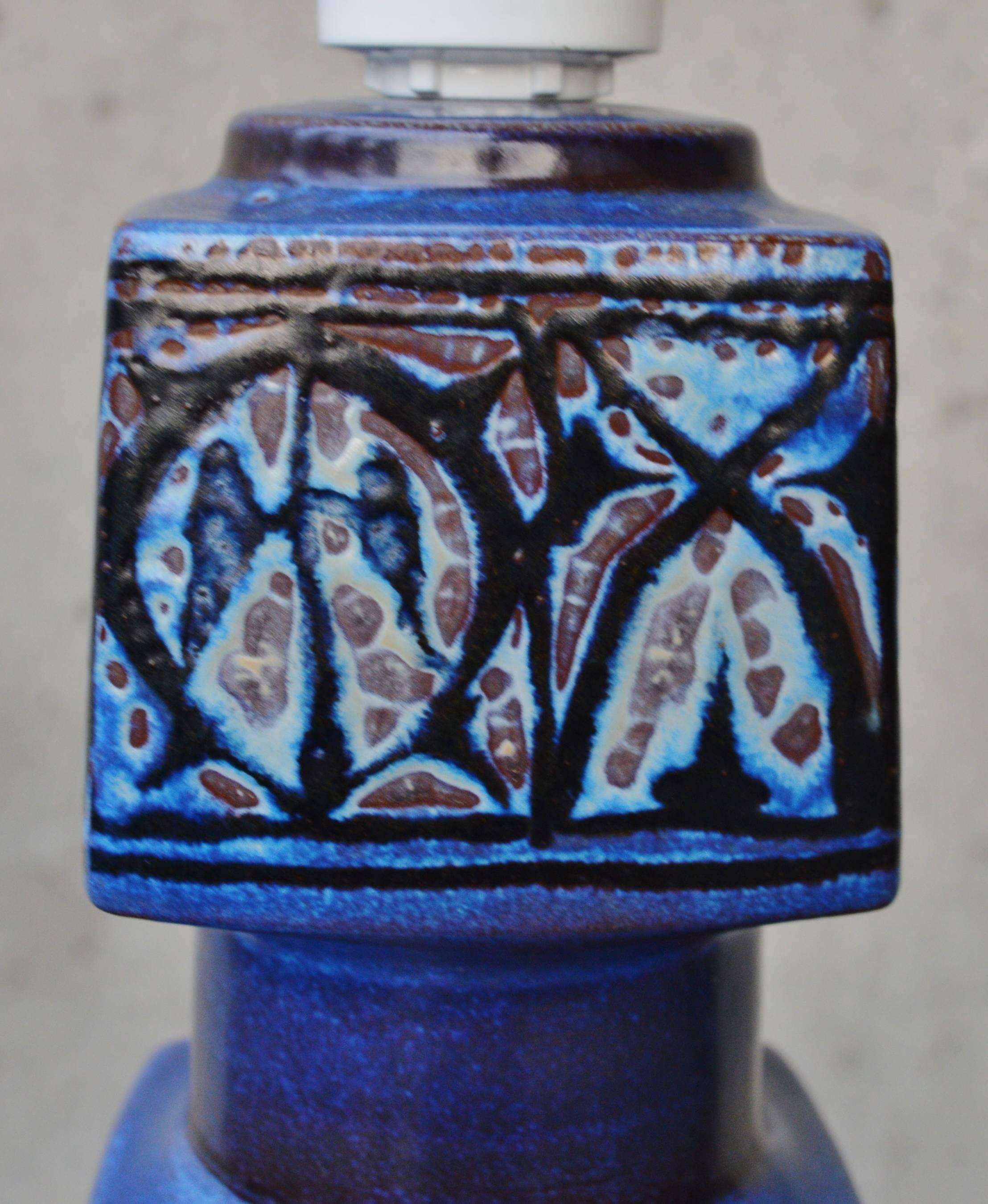 Mid-Century Modern Nils Thorsson Fajance Baca Lamp in Blue for Royal Copenhagen For Sale