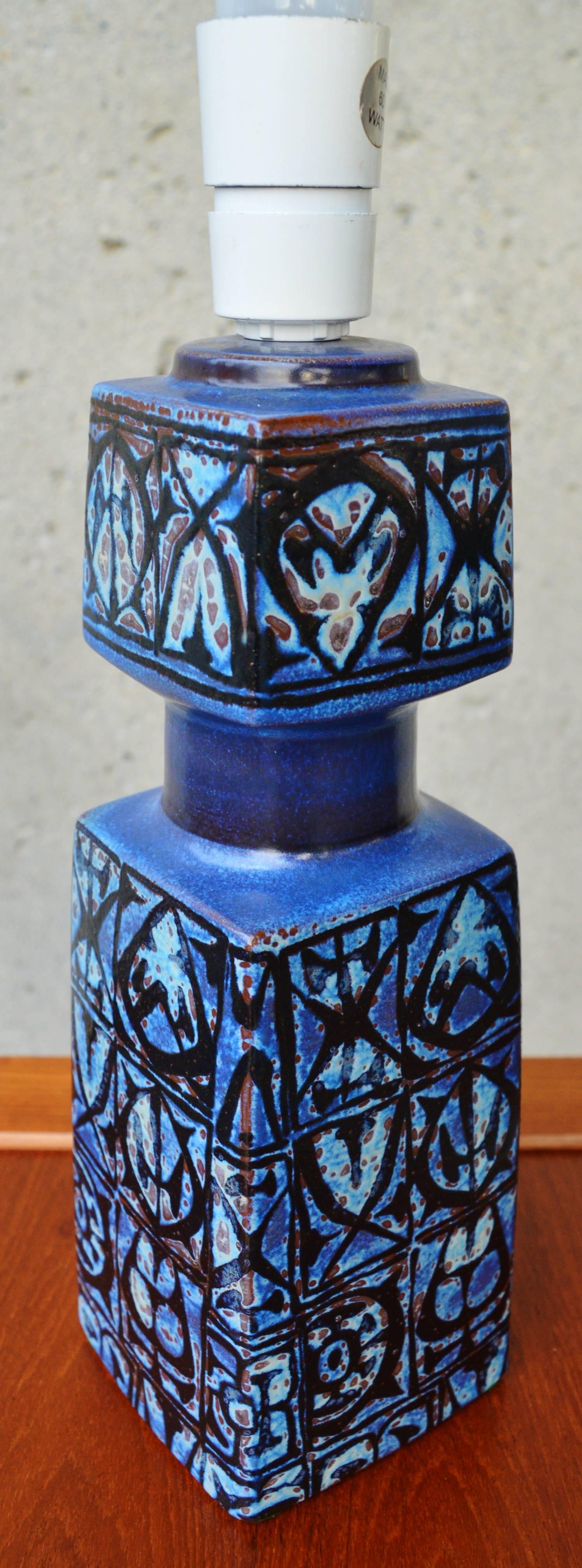 Glazed Nils Thorsson Fajance Baca Lamp in Blue for Royal Copenhagen For Sale