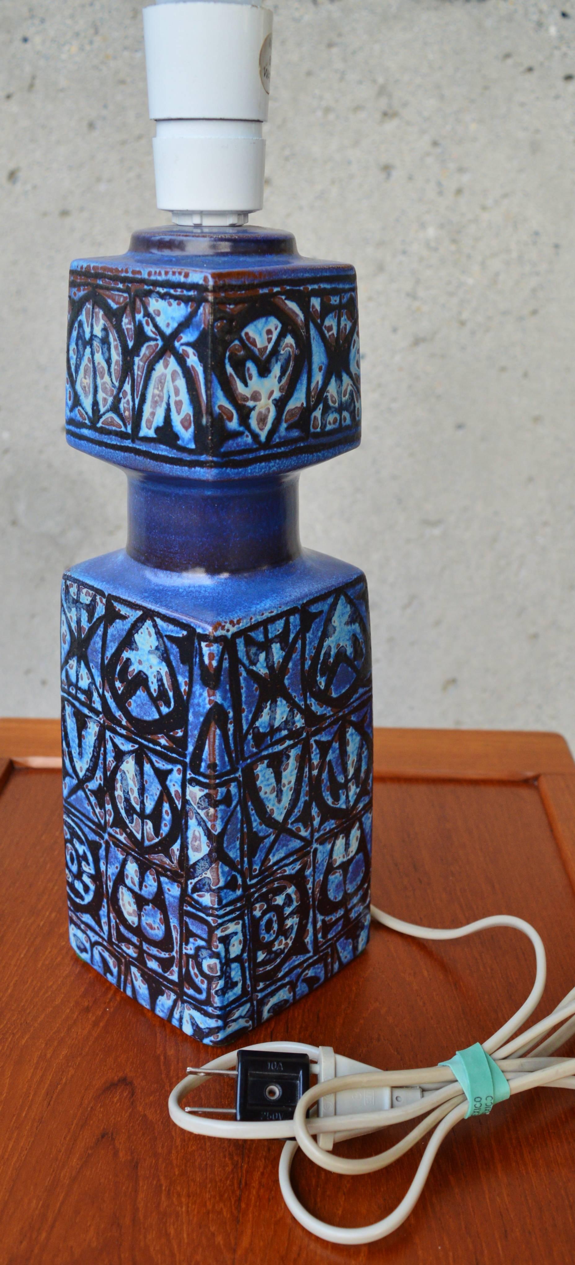 Mid-20th Century Nils Thorsson Fajance Baca Lamp in Blue for Royal Copenhagen For Sale