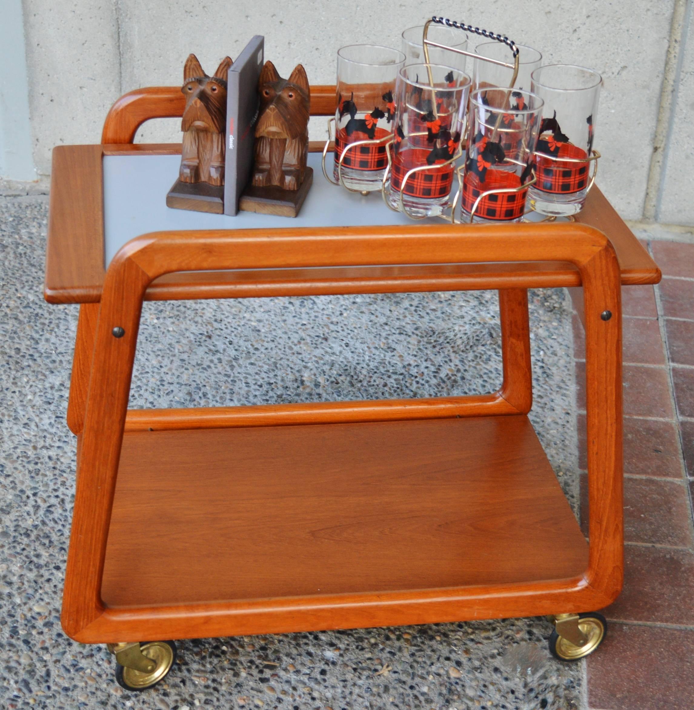 Danish Teak Reversible Tray Top Bar Cart or Tea Trolley by Sika Mobler