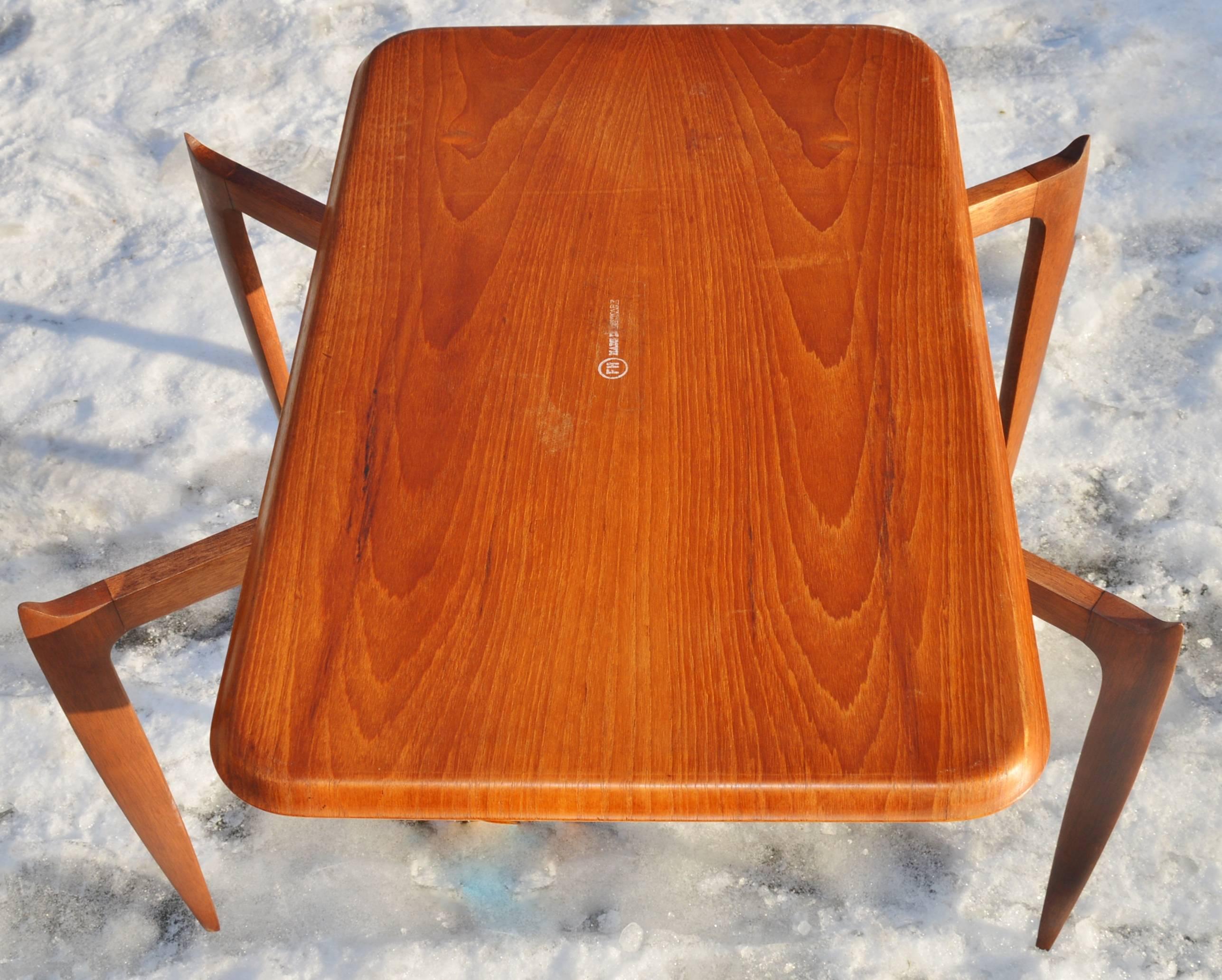 Willumsen and Engholm Teak Tray Top Folding Table for Fritz Hansen 3