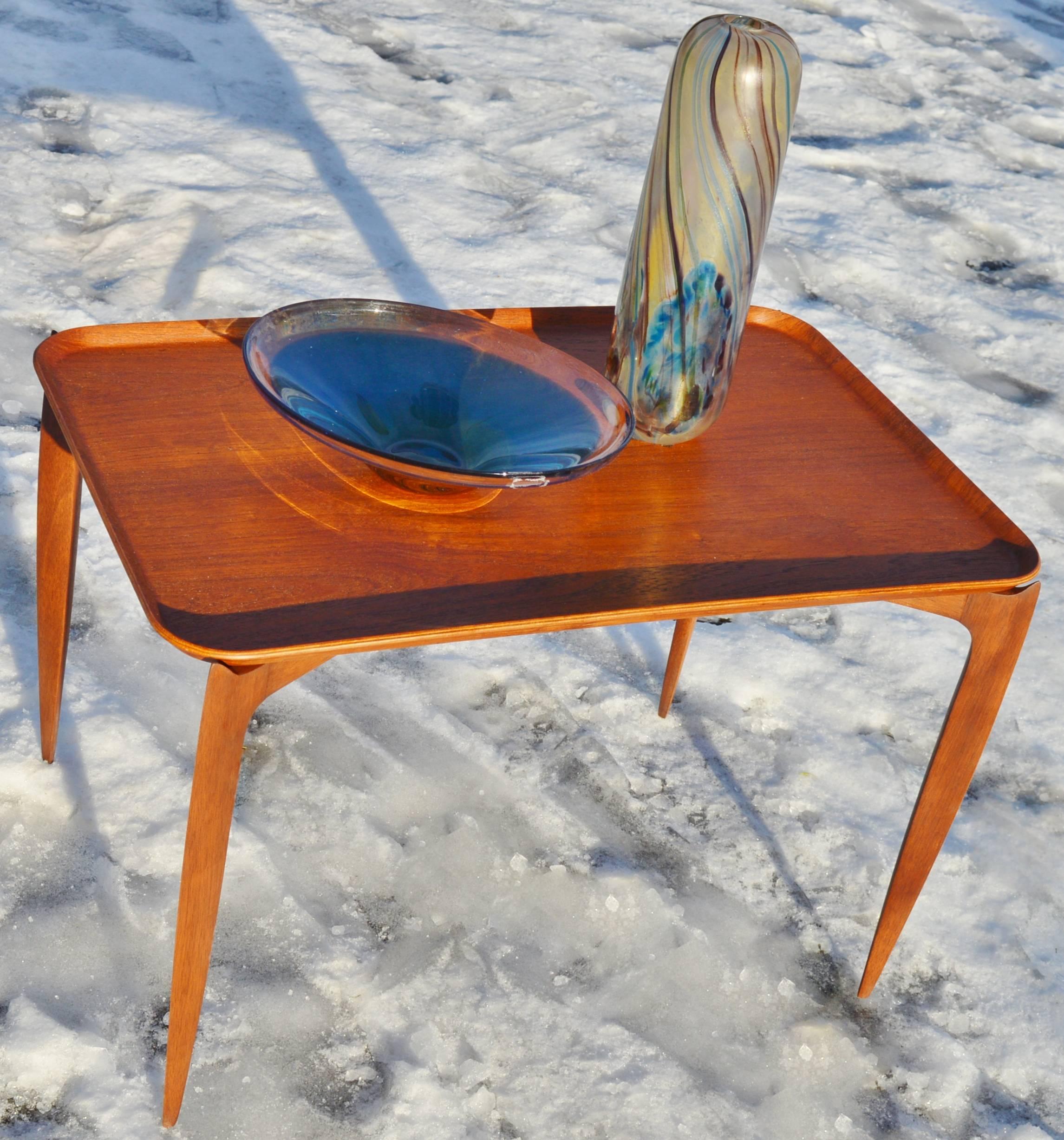Mid-20th Century Willumsen and Engholm Teak Tray Top Folding Table for Fritz Hansen