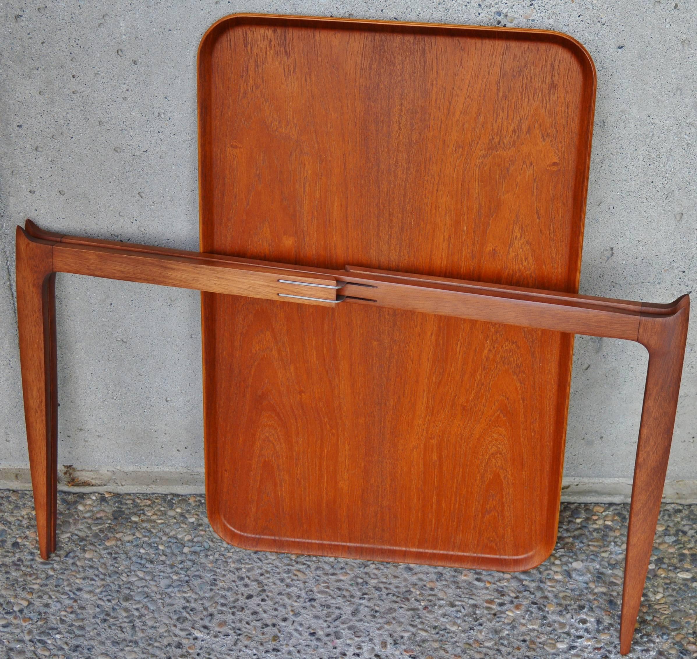 Willumsen and Engholm Teak Tray Top Folding Table for Fritz Hansen 2