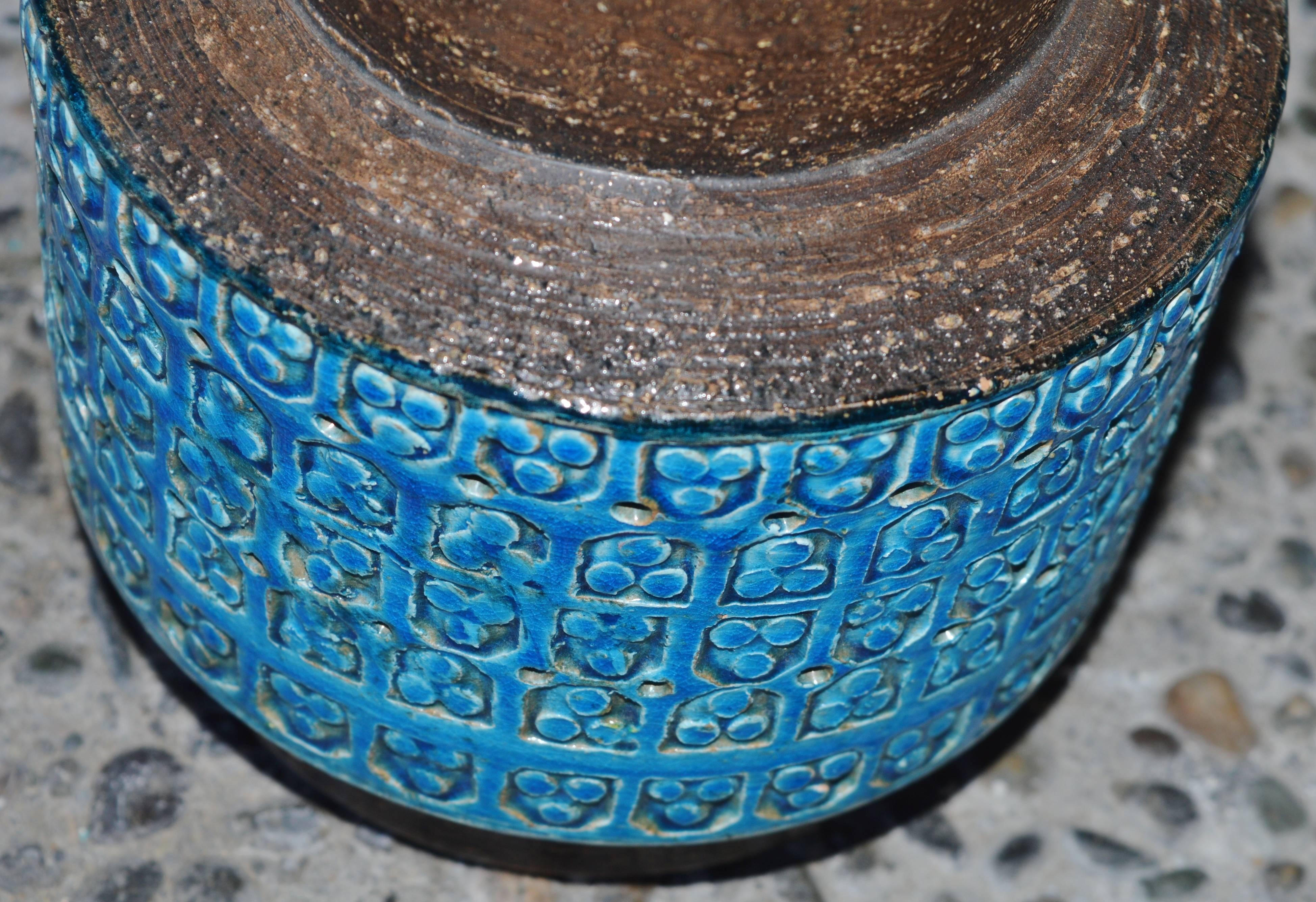 Mid-Century Modern Aldo Londi BItossi Ceramic Lamp in Brown and Blue